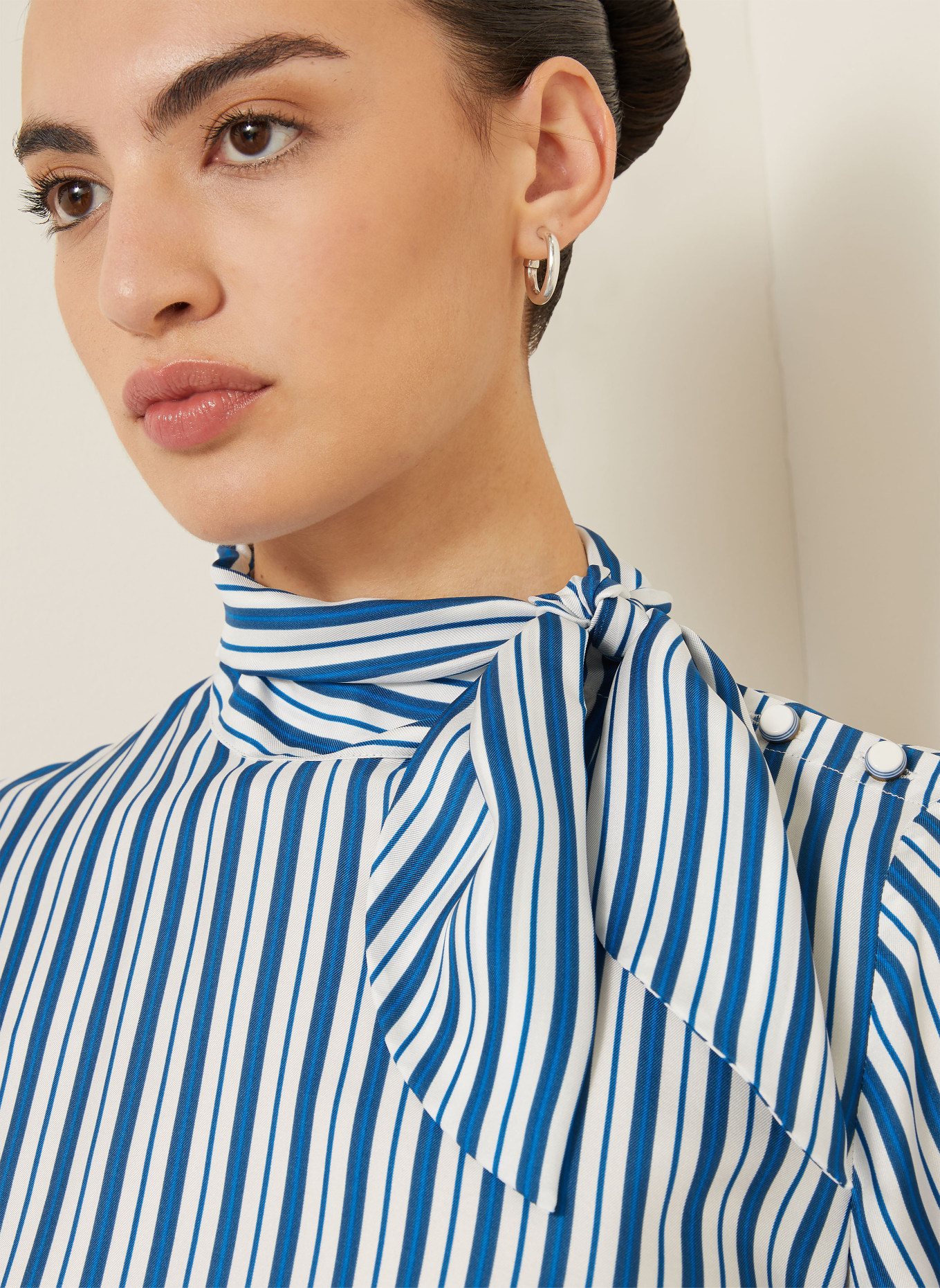 Max Mara BINGO silk blouse: DARK BLUE / BLUE / WHITE