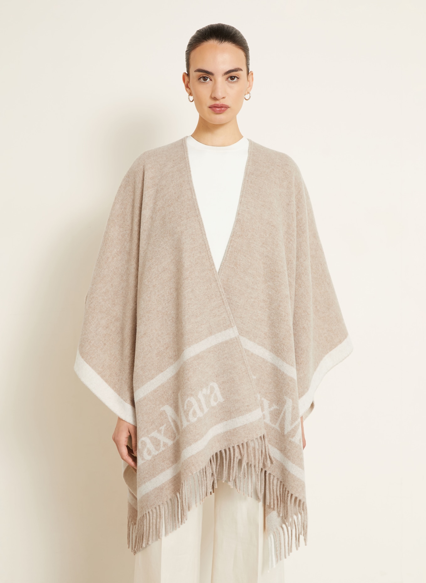 Max Mara Jacquard-Cape HILDE: BEIGE / CREME