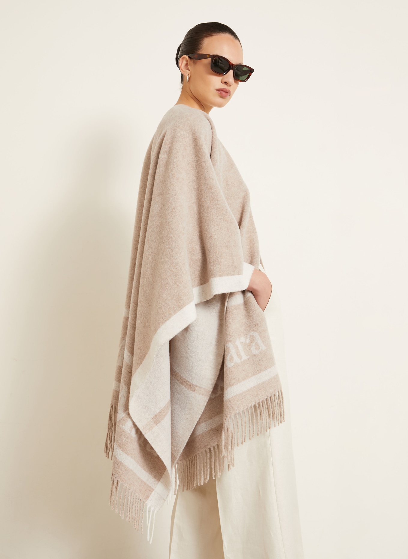 Max Mara Jacquard-Cape HILDE: BEIGE / CREME