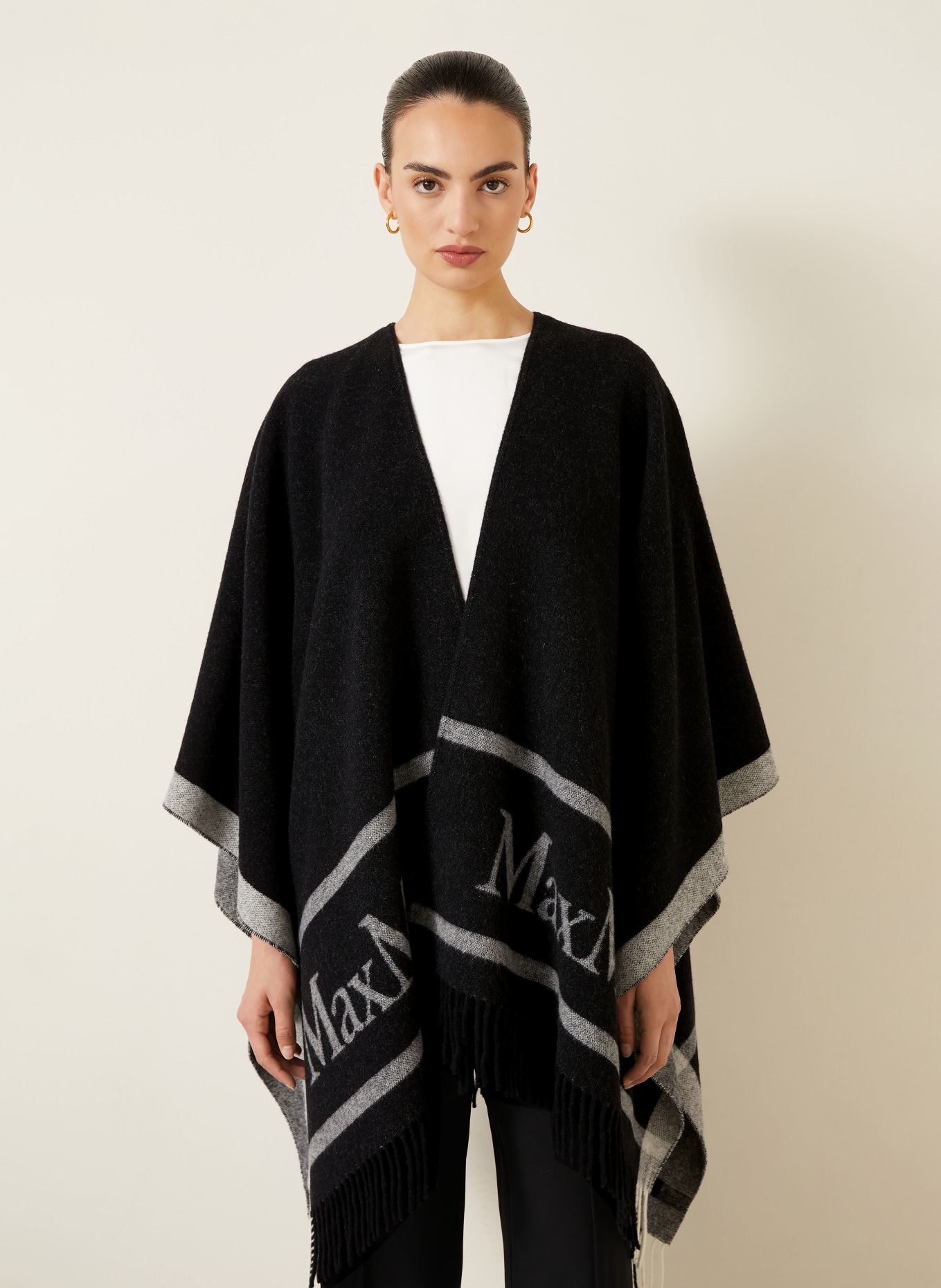 Max Mara Jacquard-Cape HILDE: SCHWARZ / GRAU