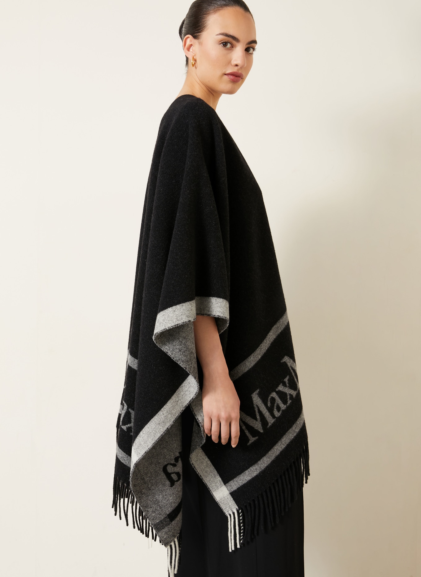 Max Mara Jacquard-Cape HILDE: SCHWARZ / GRAU