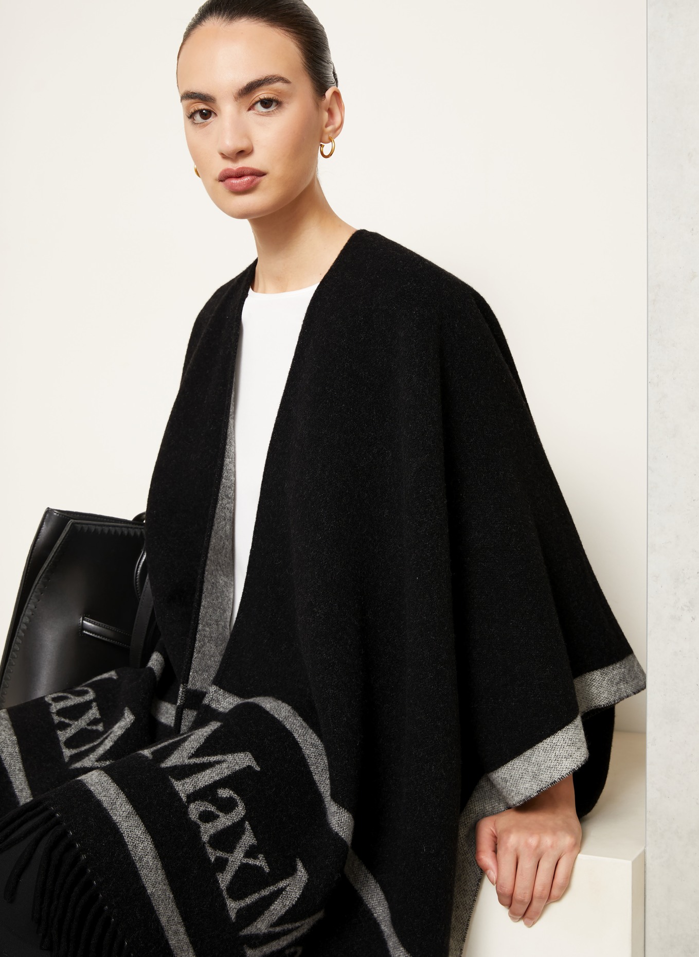 Max Mara Jacquard-Cape HILDE: SCHWARZ / GRAU