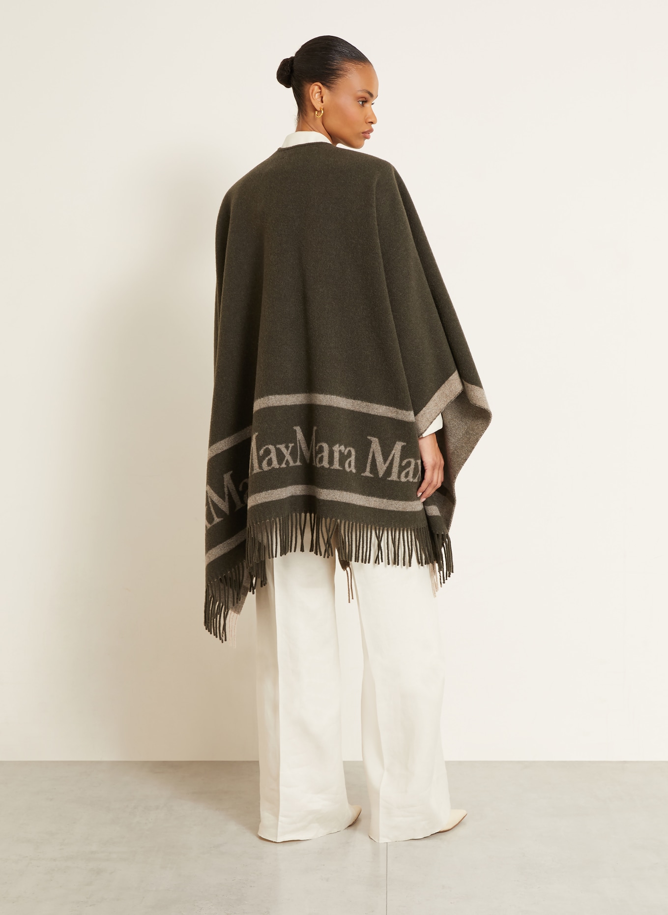 Max Mara Jacquard Cape HILDE: KHAKI / GRAY