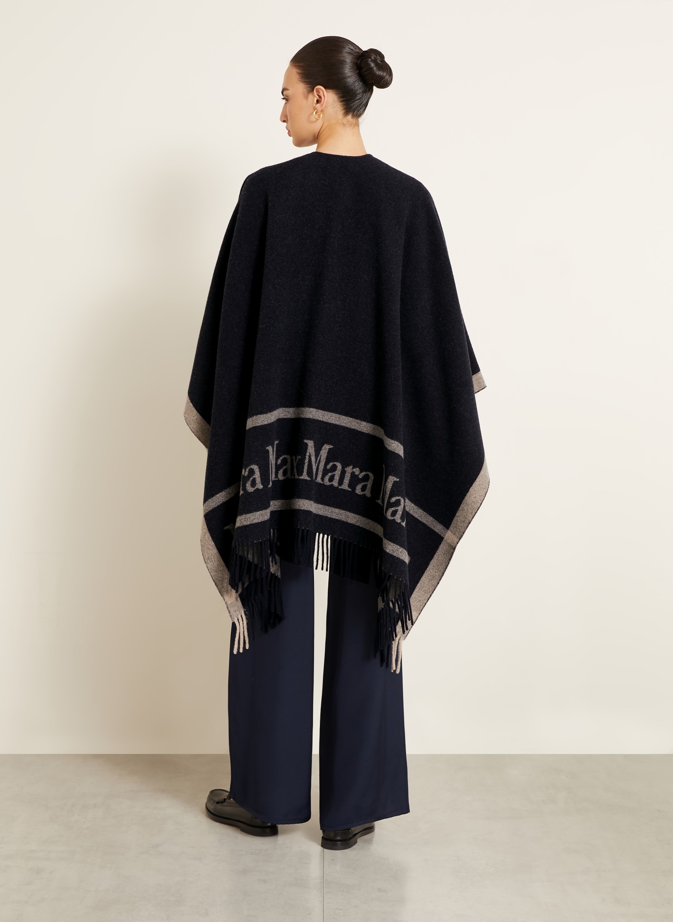 Max Mara Jacquard Cape HILDE: DARK BLUE / GRAY