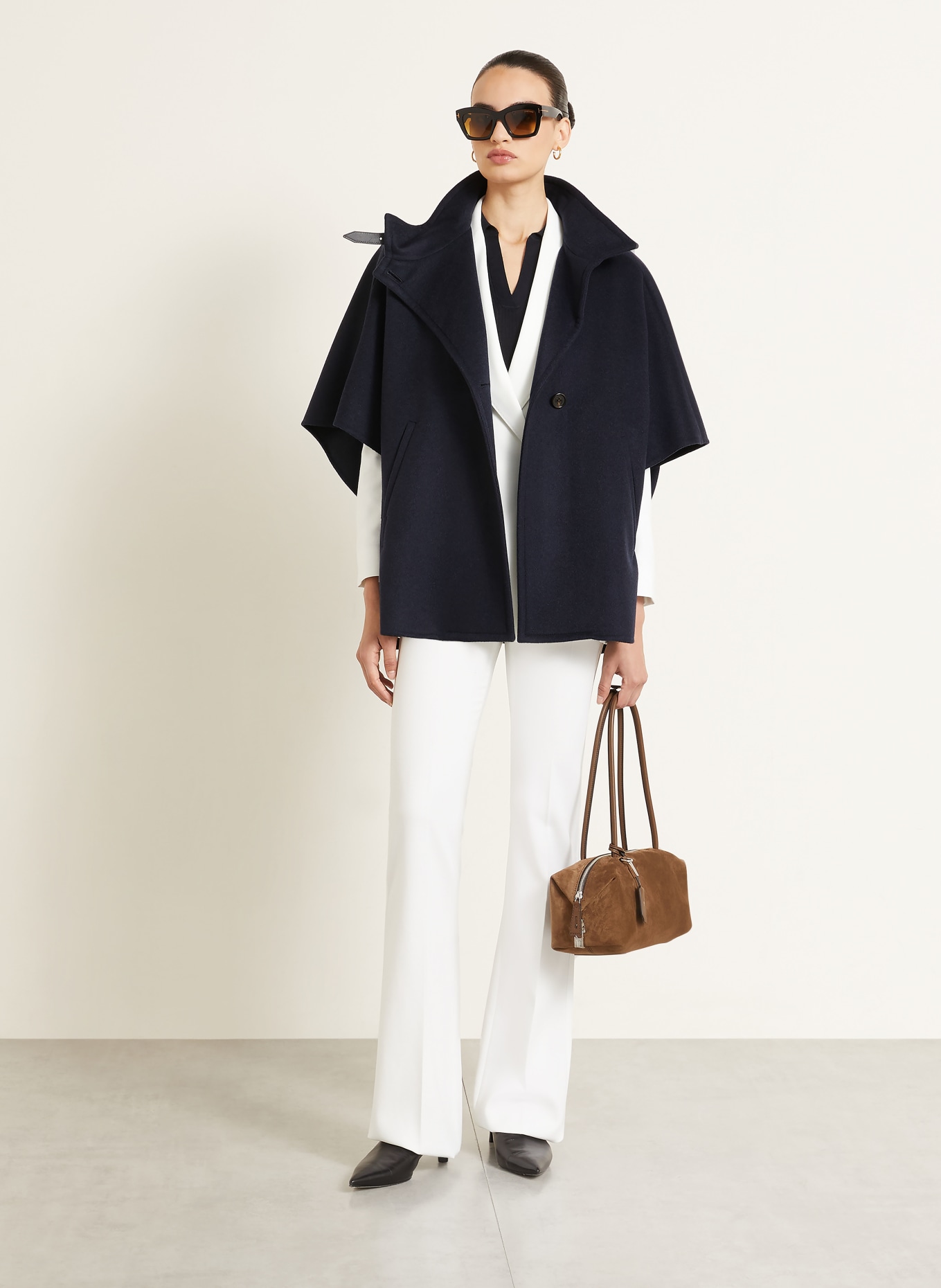 Max Mara Cashmere-Cape DERRIK: DUNKELBLAU