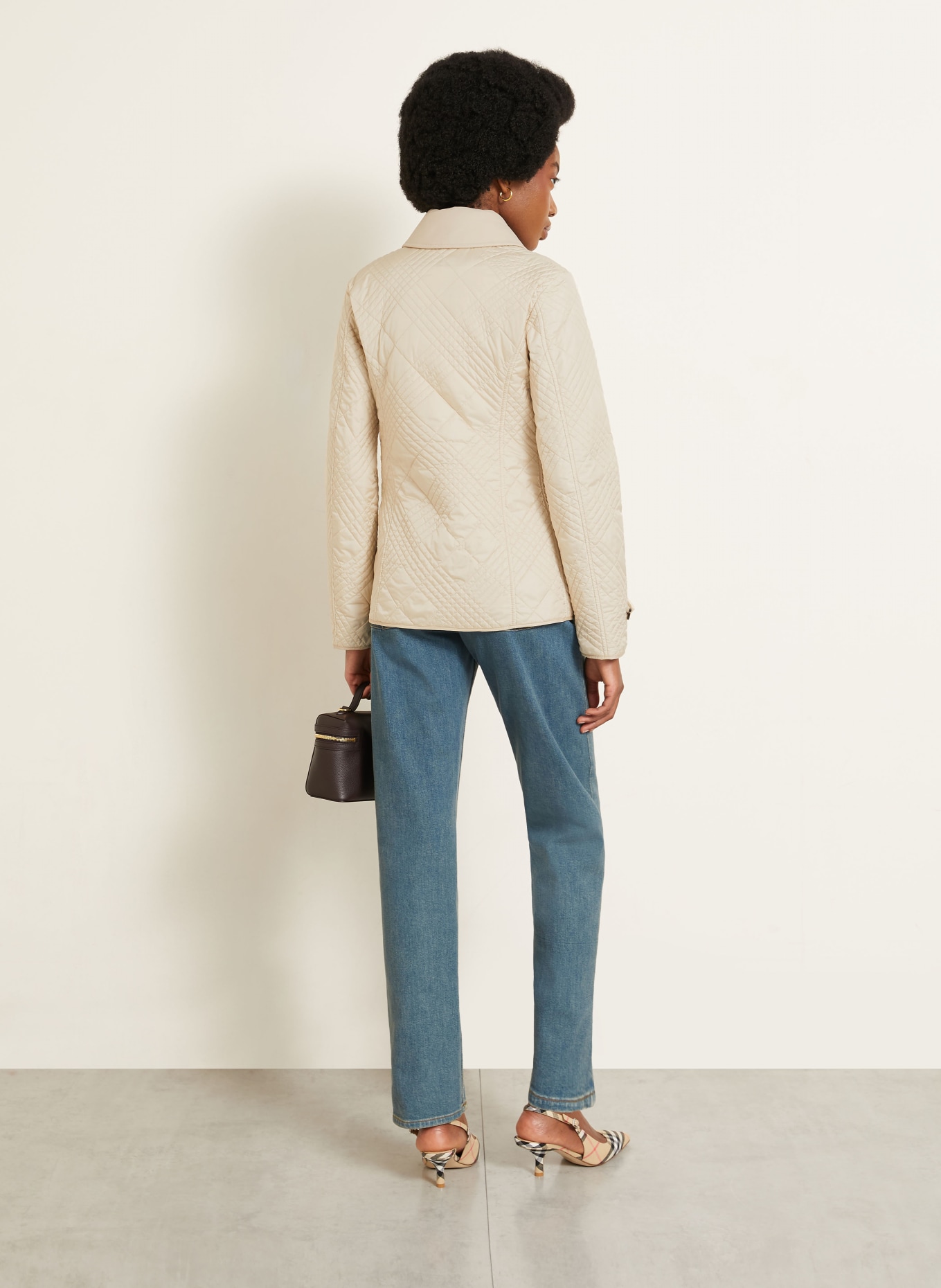 BURBERRY FERNLEIGH Quilted Jacket with Detachable Collar: BEIGE