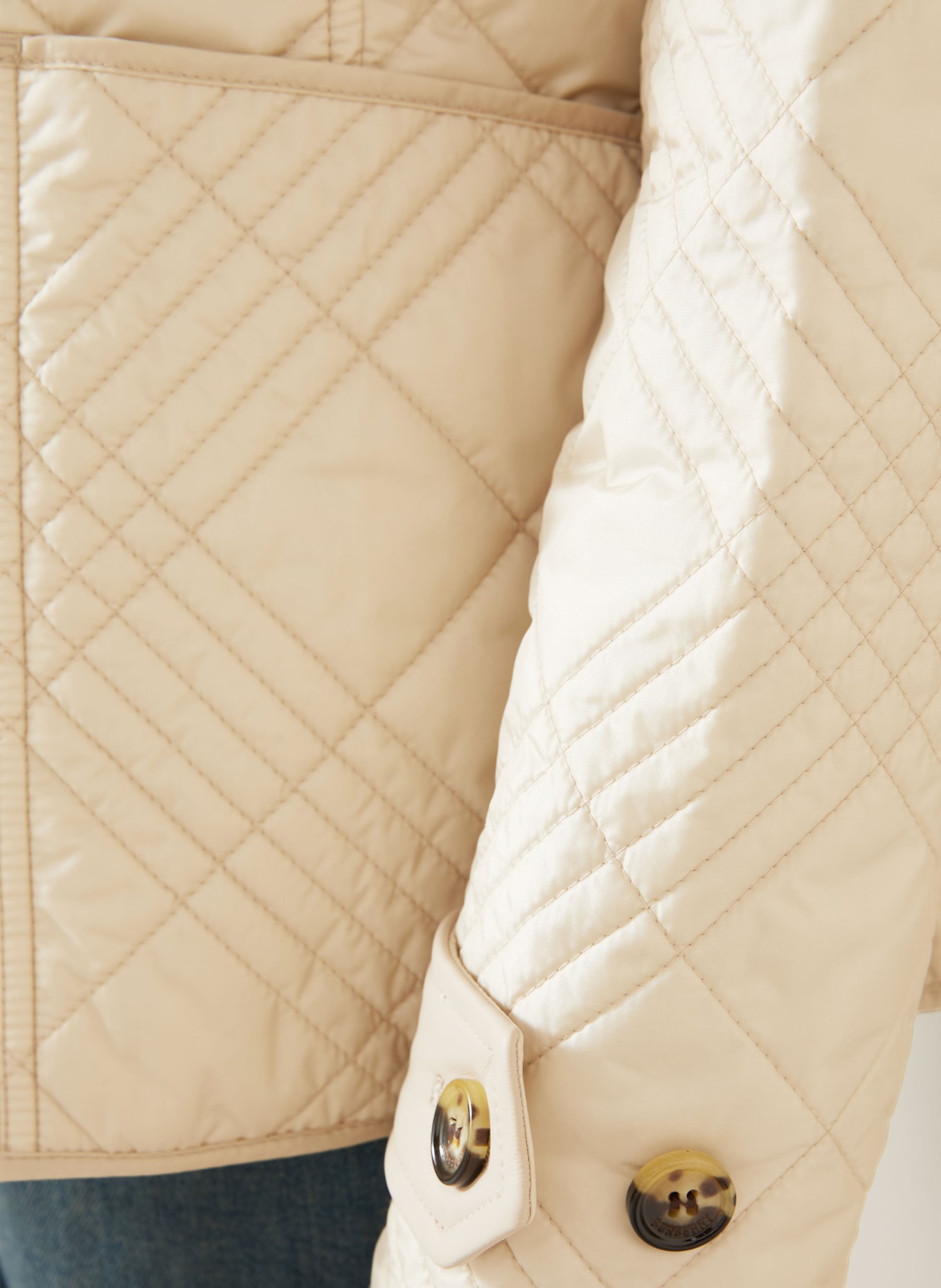 BURBERRY FERNLEIGH Quilted Jacket with Detachable Collar: BEIGE
