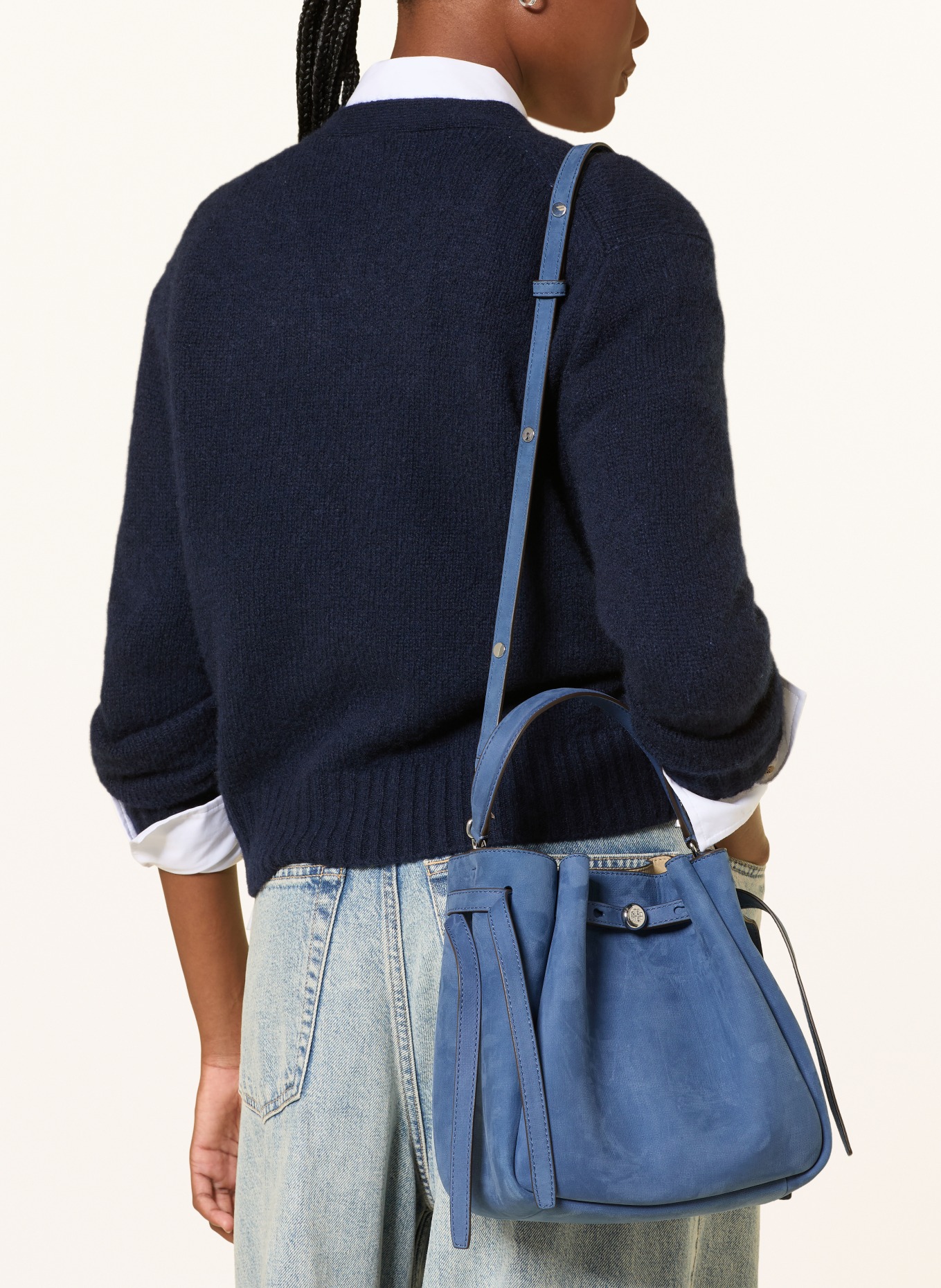 TORY BURCH Sac seau ROMY avec rivets: BLEU