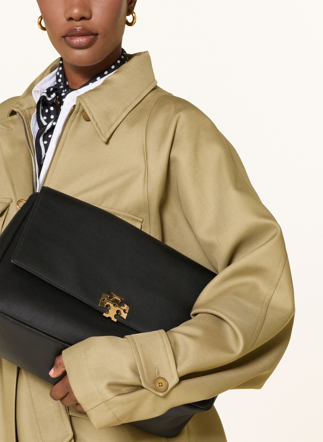 TORY BURCH CHARLIE LARGE Shoulder Bag: BLACK / GOLD