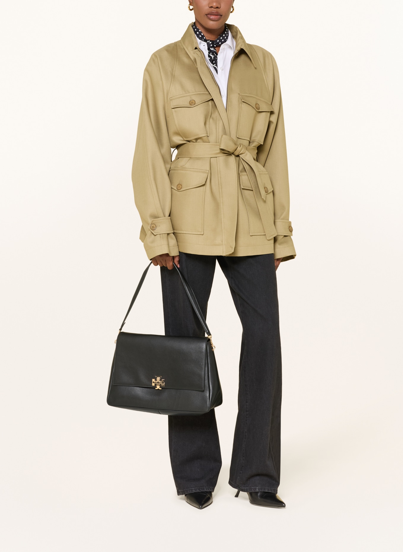 TORY BURCH CHARLIE LARGE Shoulder Bag: BLACK / GOLD