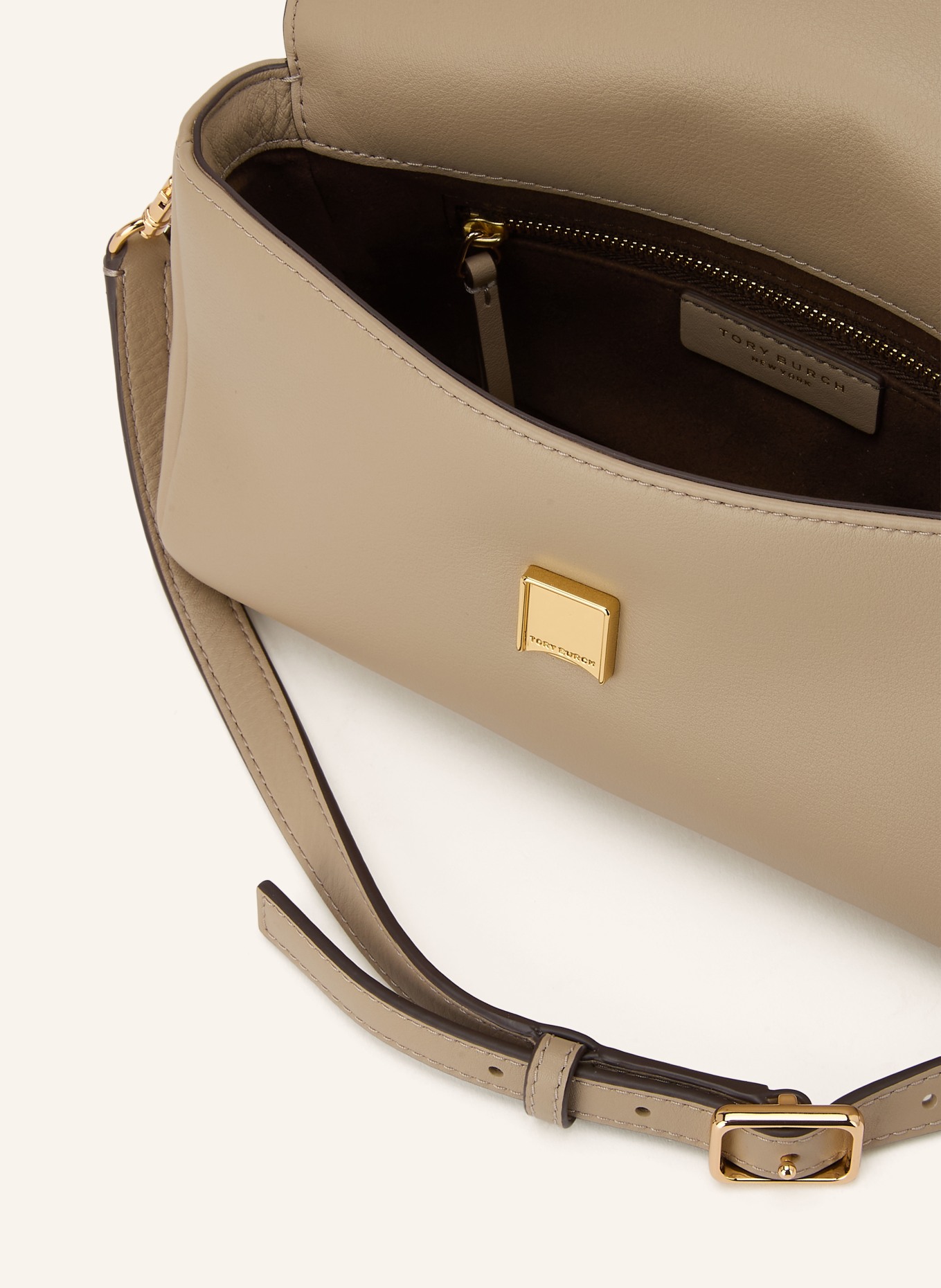 TORY BURCH CHARLIE SMALL Shoulder Bag: BEIGE / GOLD