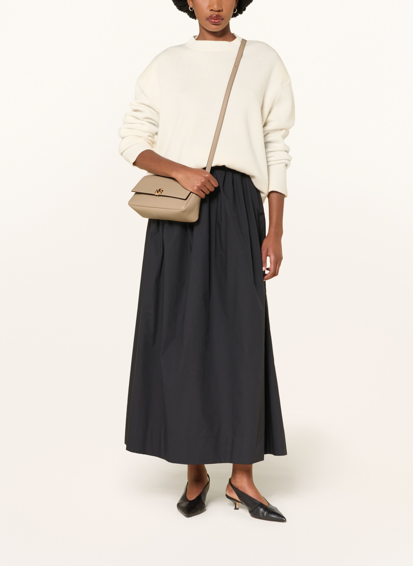 TORY BURCH Geantă de umăr CHARLIE SMALL: BEJ / AUR