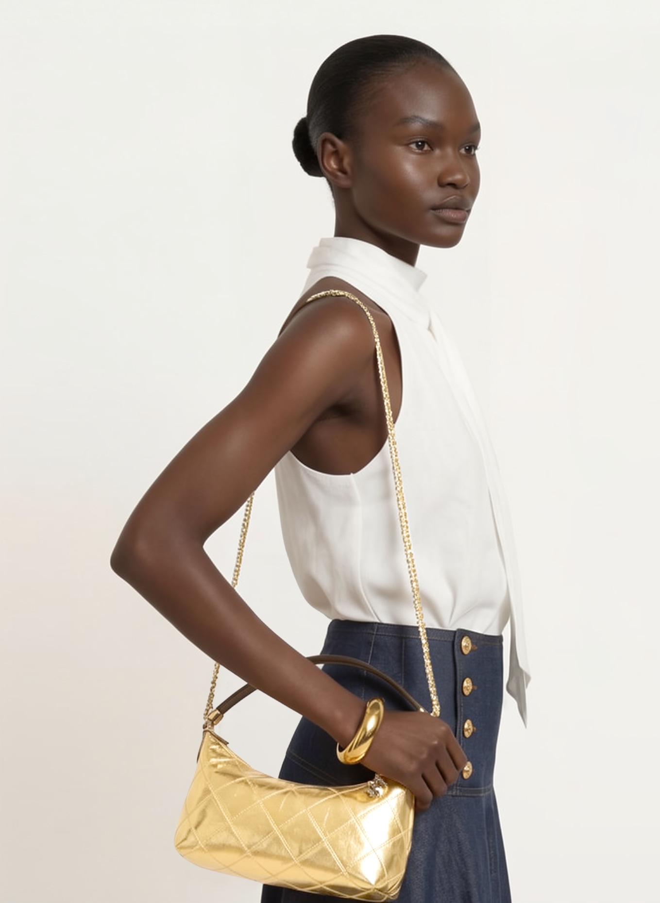 TORY BURCH Schultertasche FLEMING: GOLD / SILBER