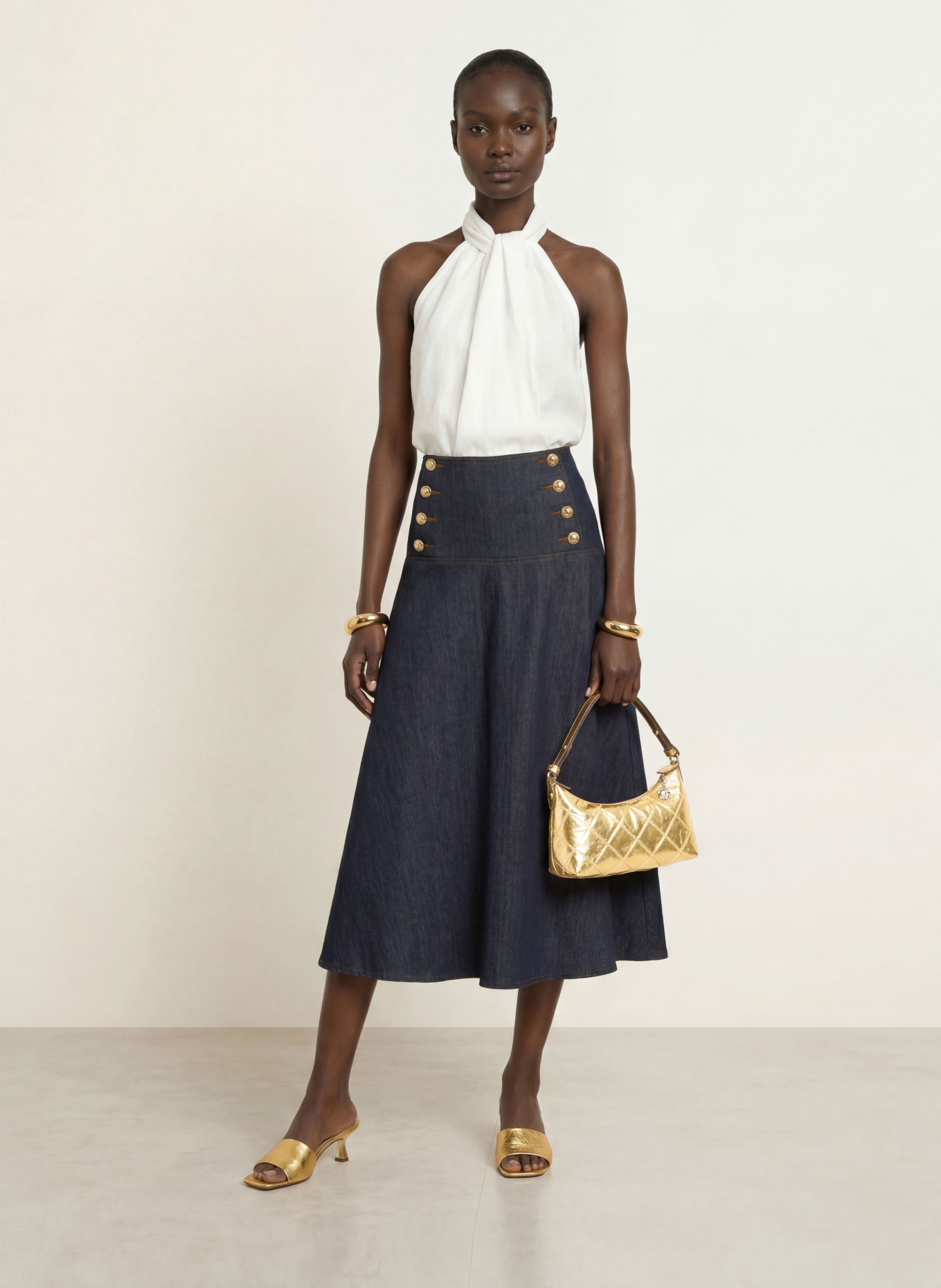 TORY BURCH Schultertasche FLEMING: GOLD / SILBER