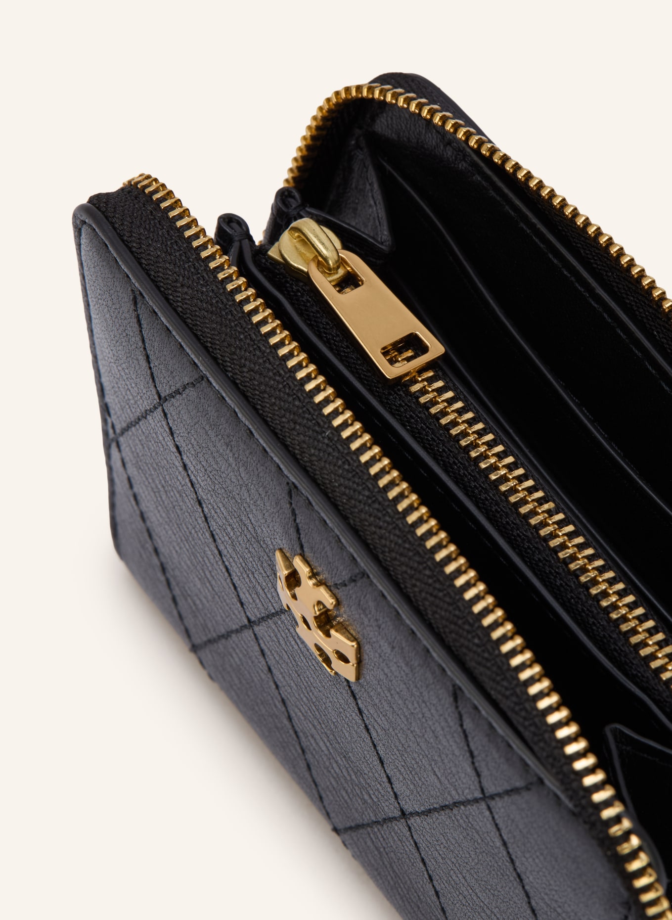 TORY BURCH Portfel CHARLIE: CZARNY / ZŁOTY