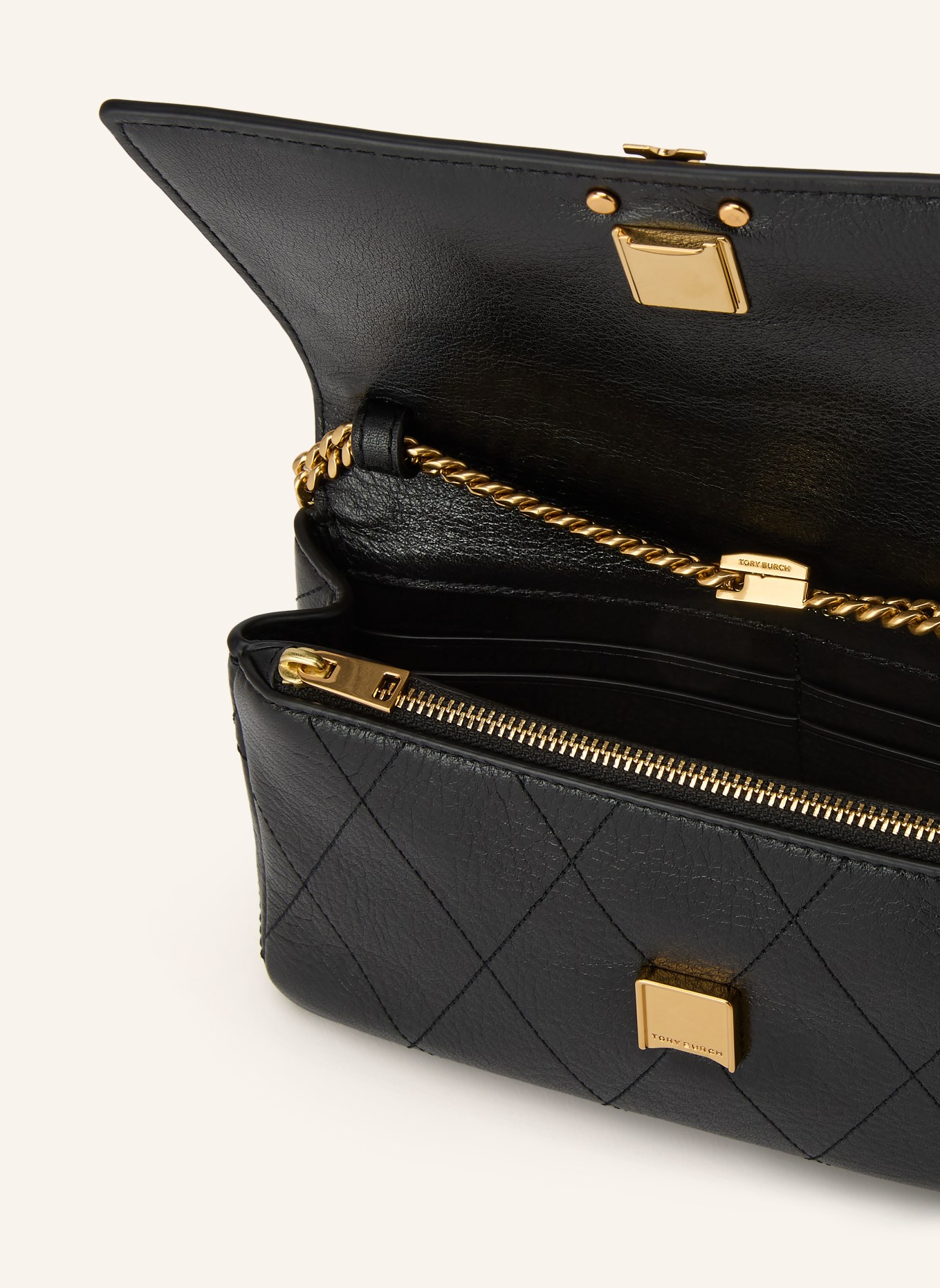 TORY BURCH Wallet on Chain CHARLIE: BLACK / GOLD