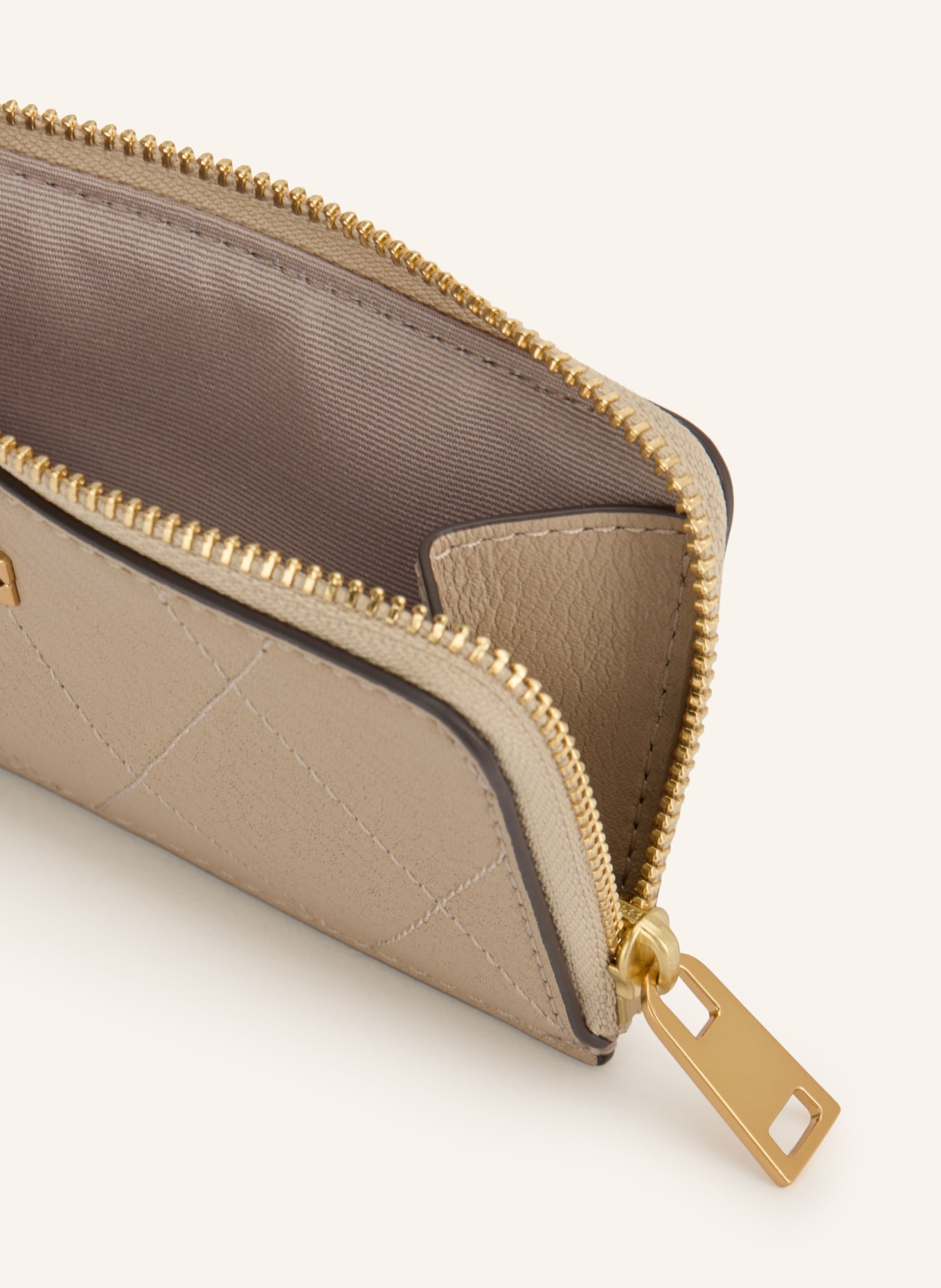 TORY BURCH Porte-cartes CHARLIE: MARRON CLAIR / OR