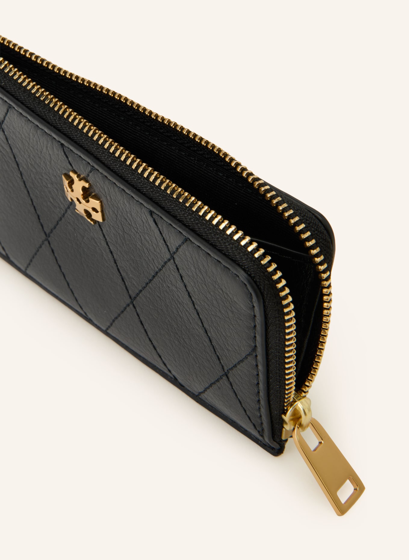 TORY BURCH Kartenetui CHARLIE: SCHWARZ / GOLD