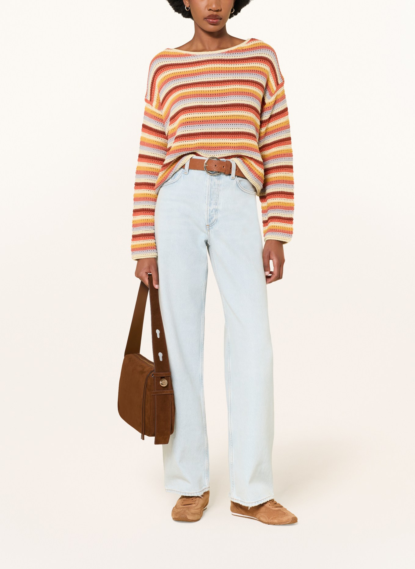 TORY BURCH Schoudertas ROMY: BRUIN / GOUD