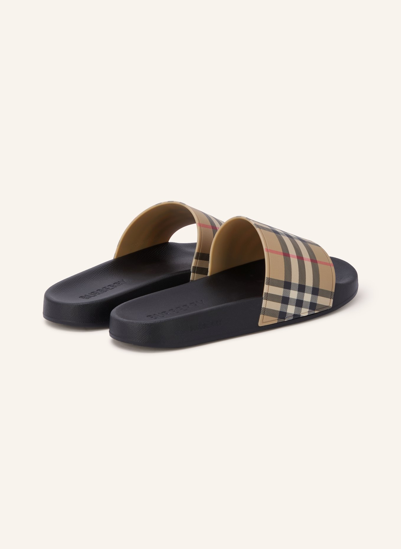 BURBERRY Slides NEW FURLEY: BLACK / BEIGE / RED