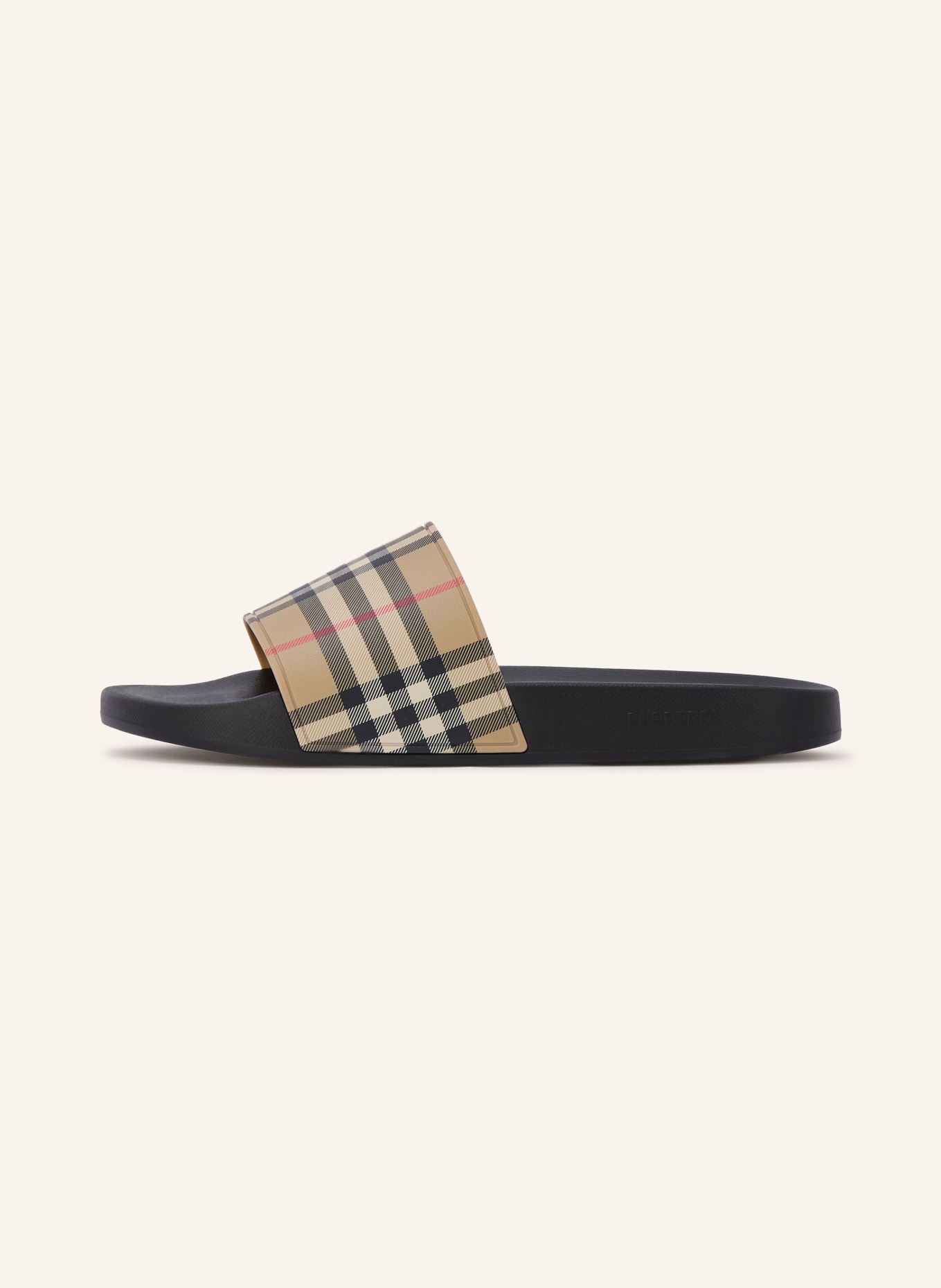 BURBERRY Slides NEW FURLEY: BLACK / BEIGE / RED