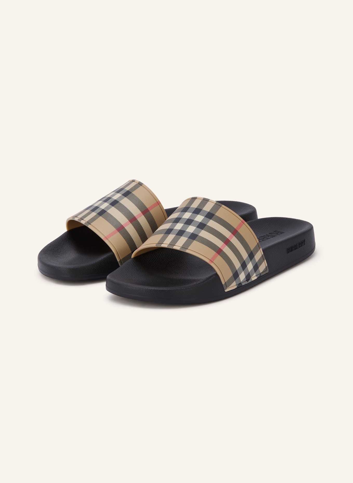 BURBERRY FURLEY slides: BLACK / BEIGE / RED