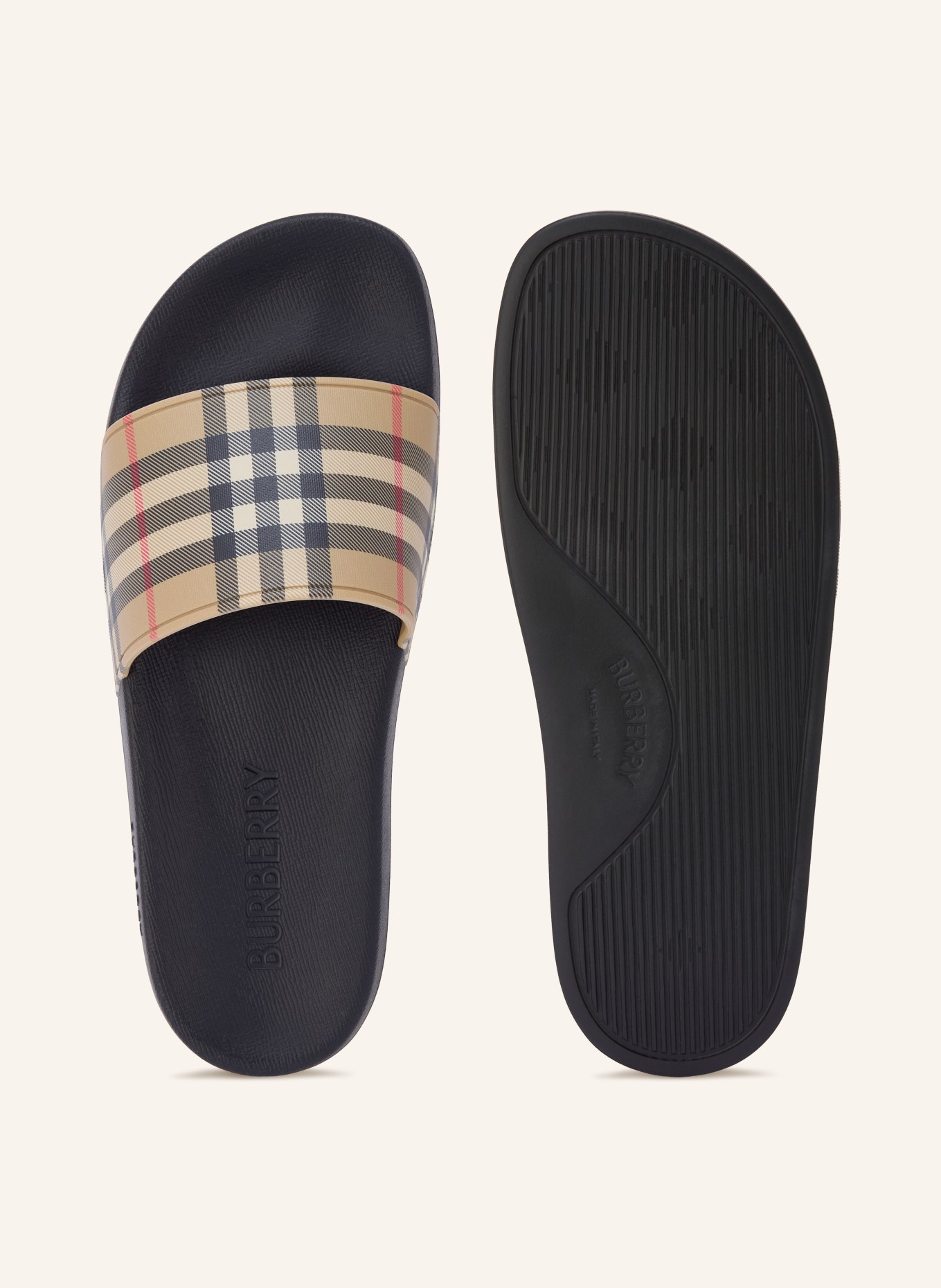 BURBERRY FURLEY slides: BLACK / BEIGE / RED