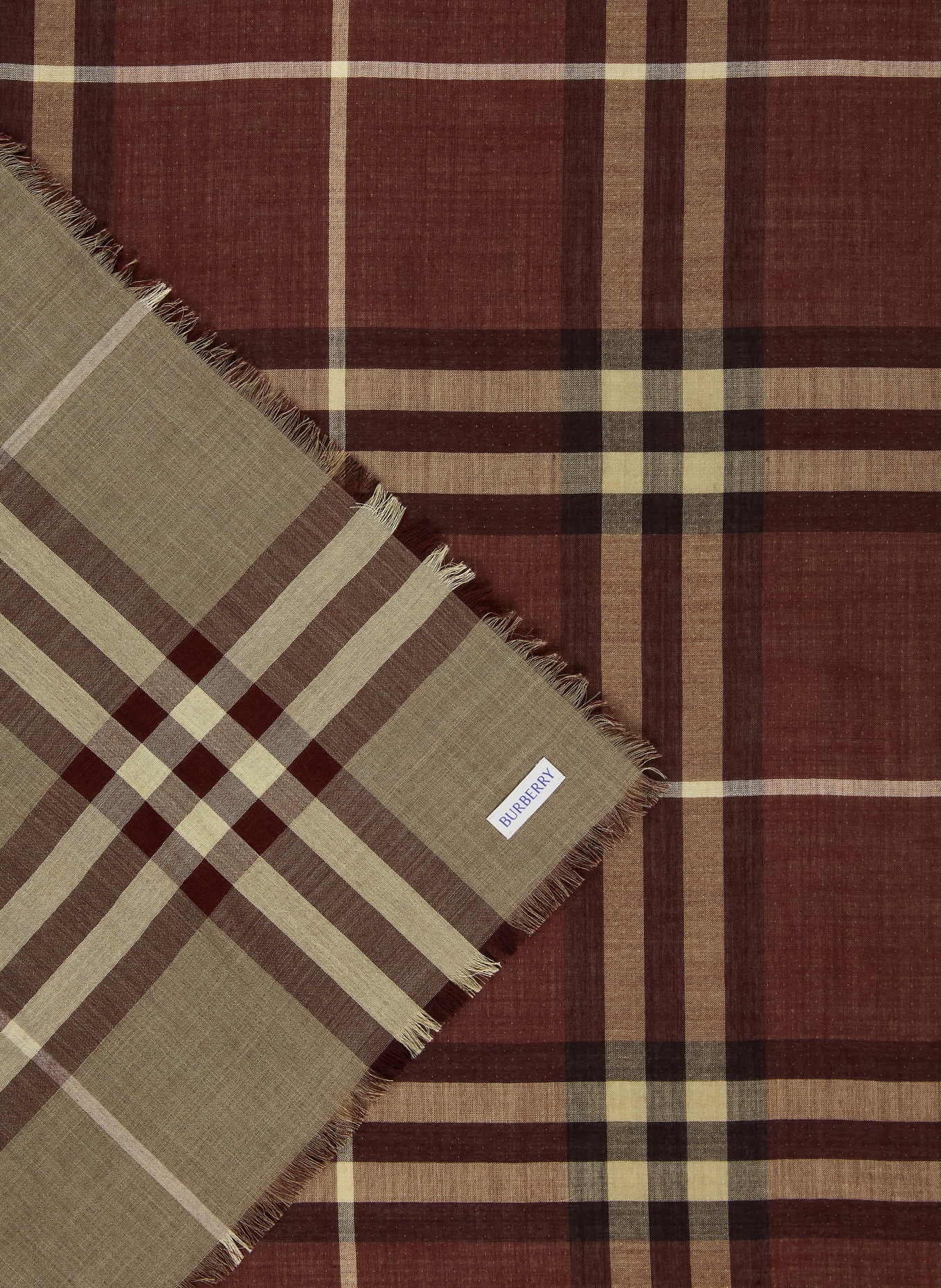 BURBERRY Schal mit Seide: BRAUN / OLIV
