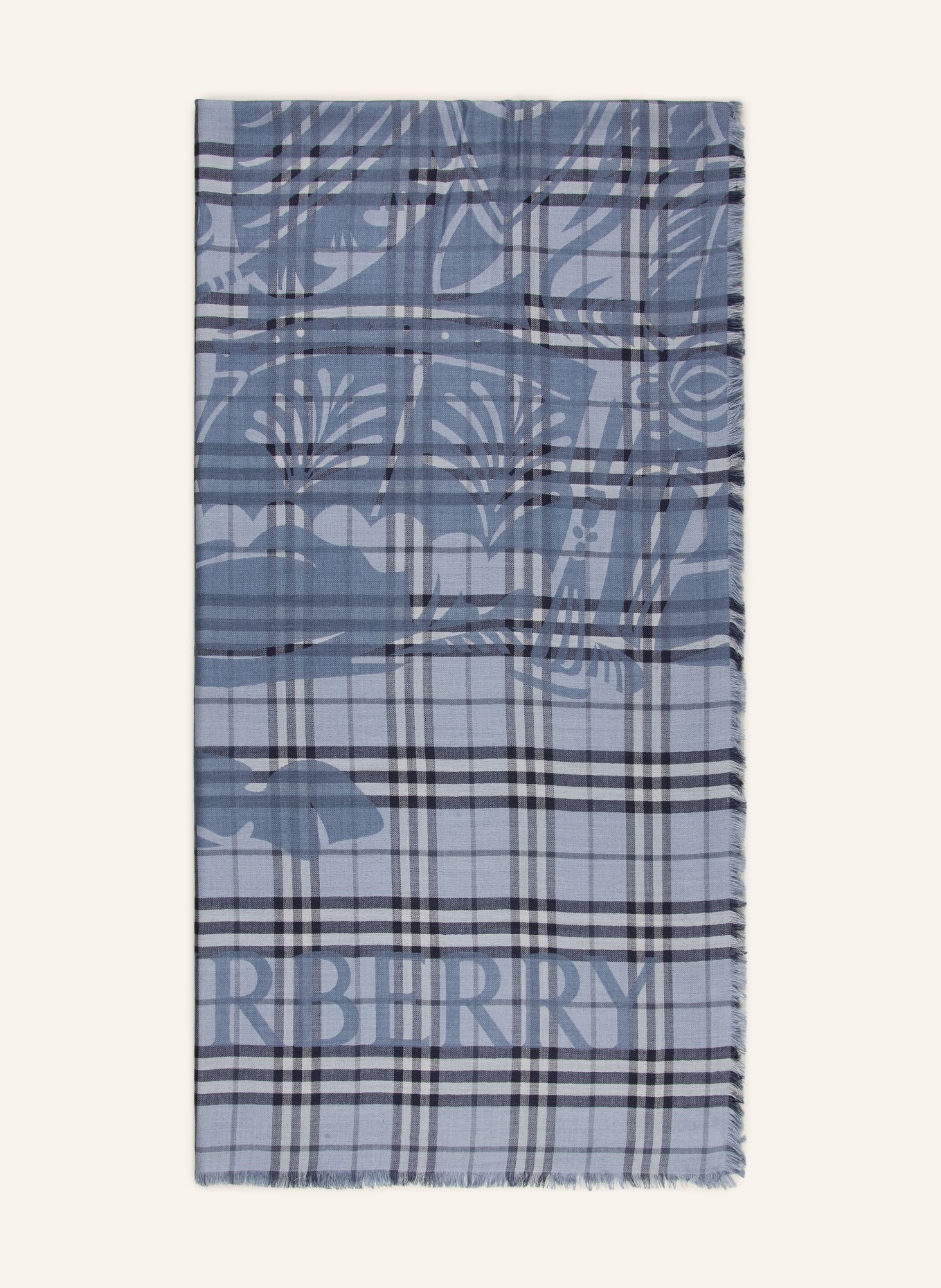 BURBERRY Schal mit Seide: DUNKELBLAU / BLAUGRAU / HELLBLAU