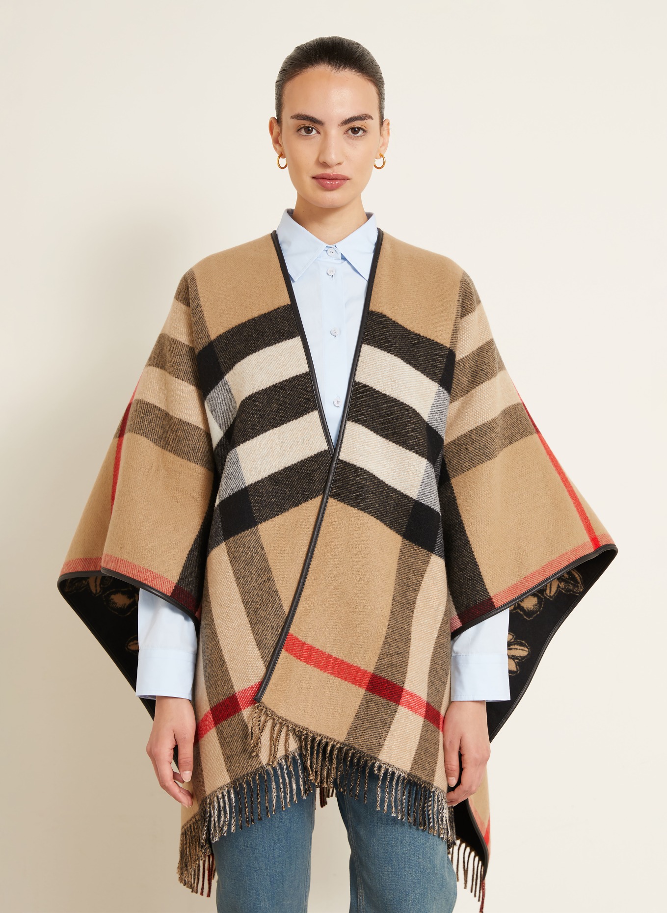 BURBERRY Cape GALLANT KNIGHT: BEIGE / RÖD / SVART