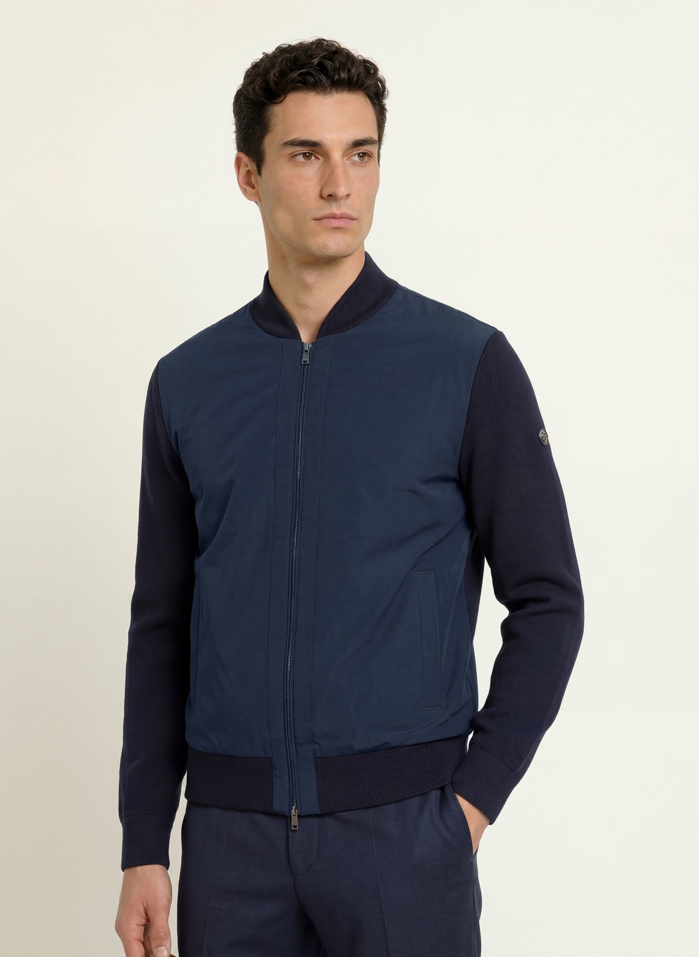 BOSS Blouson LEVAIO im Materialmix: DUNKELBLAU