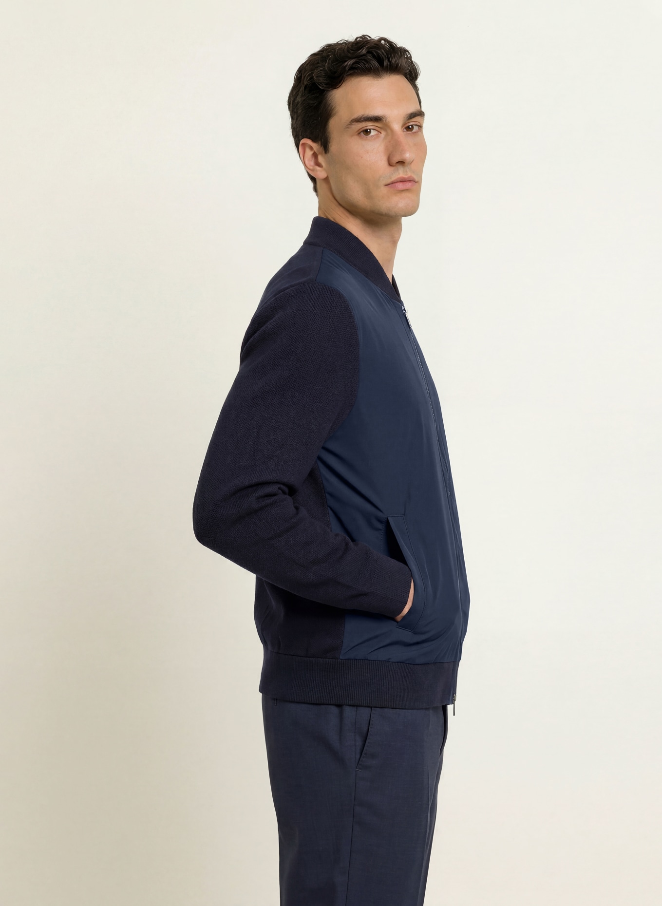 BOSS Blouson LEVAIO im Materialmix: DUNKELBLAU