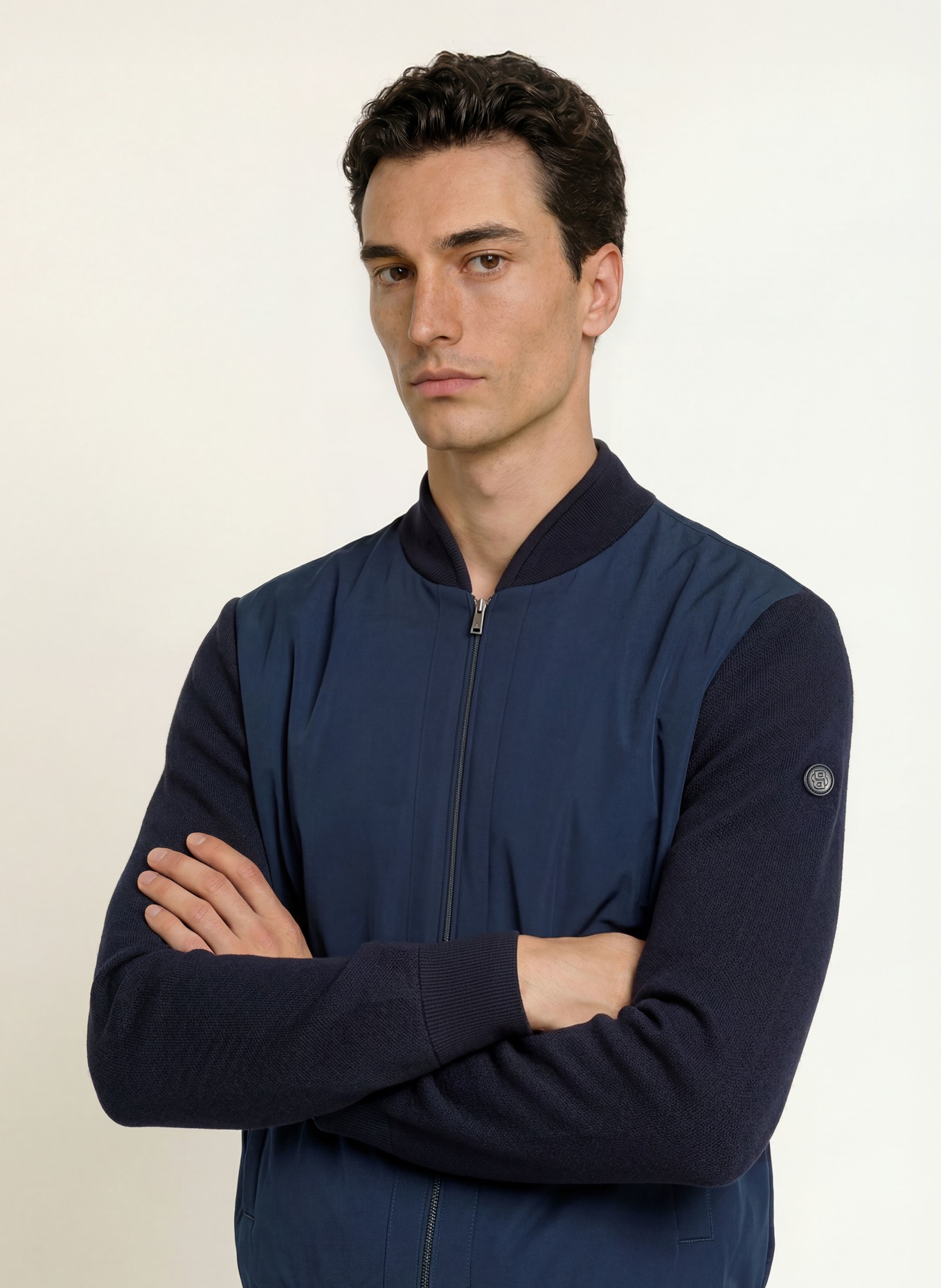 BOSS Blouson LEVAIO im Materialmix: DUNKELBLAU