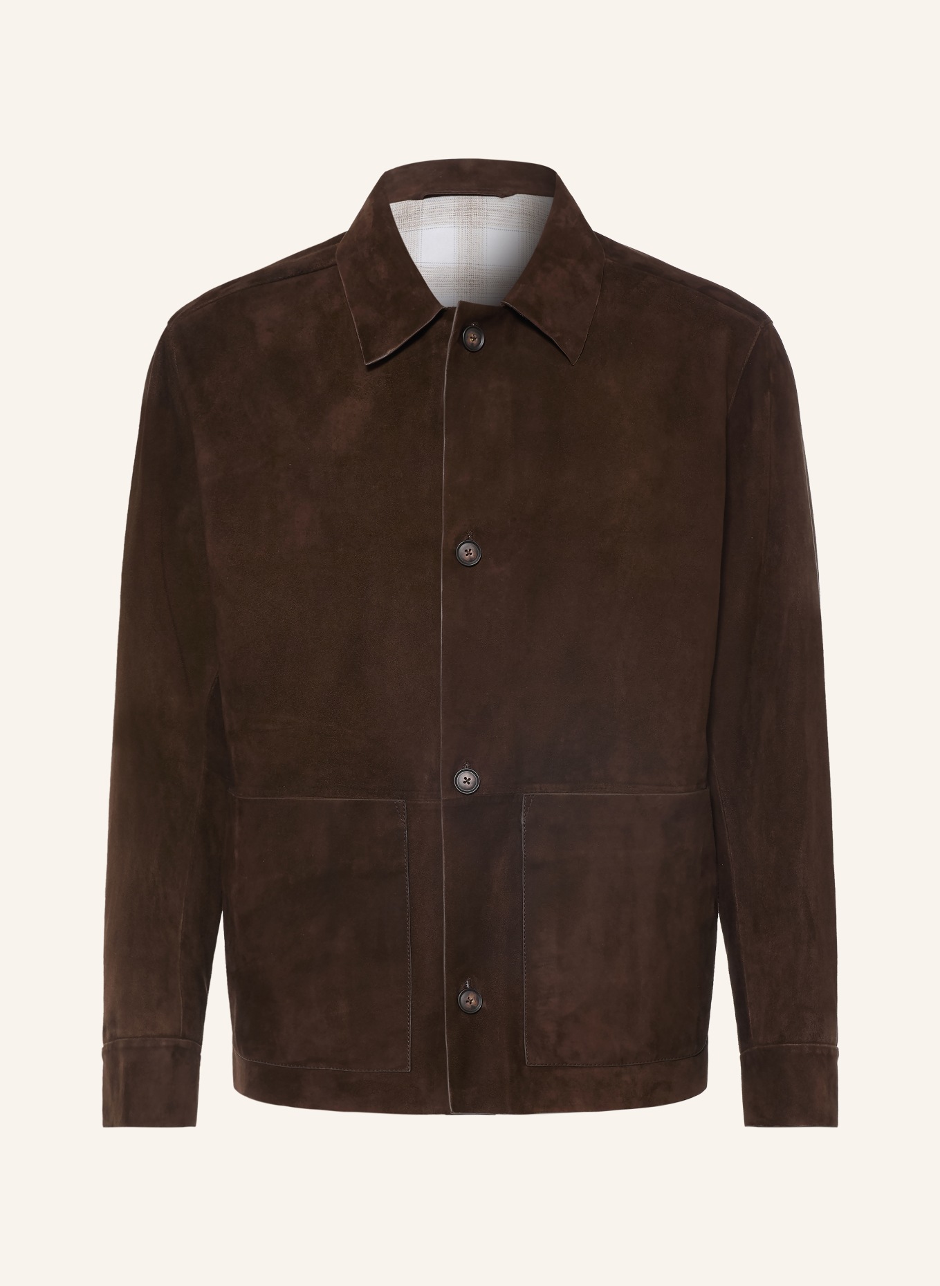 BOSS Leder-Overjacket MANDRIAN: DUNKELBRAUN