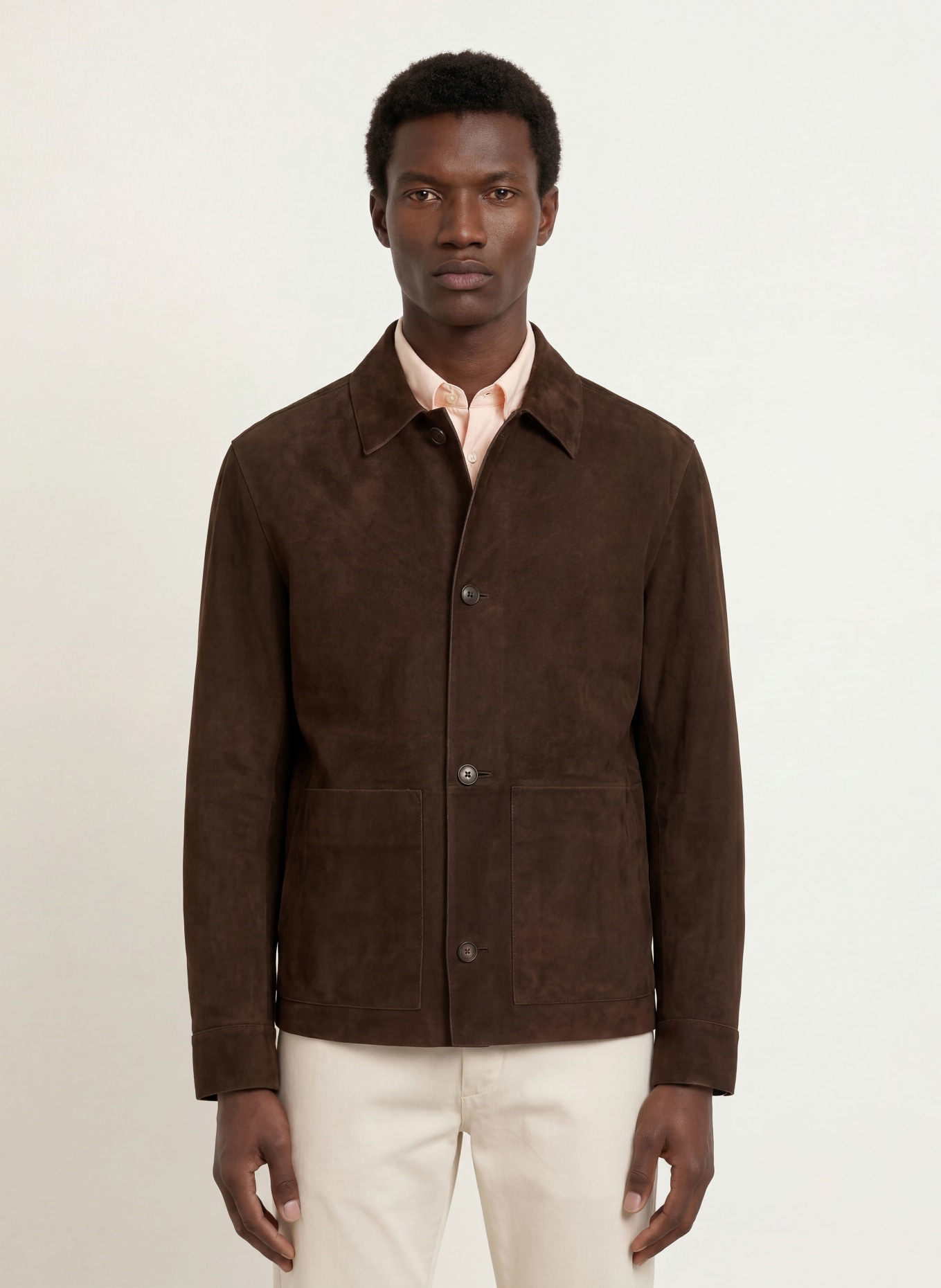 BOSS Leder-Overjacket MANDRIAN: DUNKELBRAUN