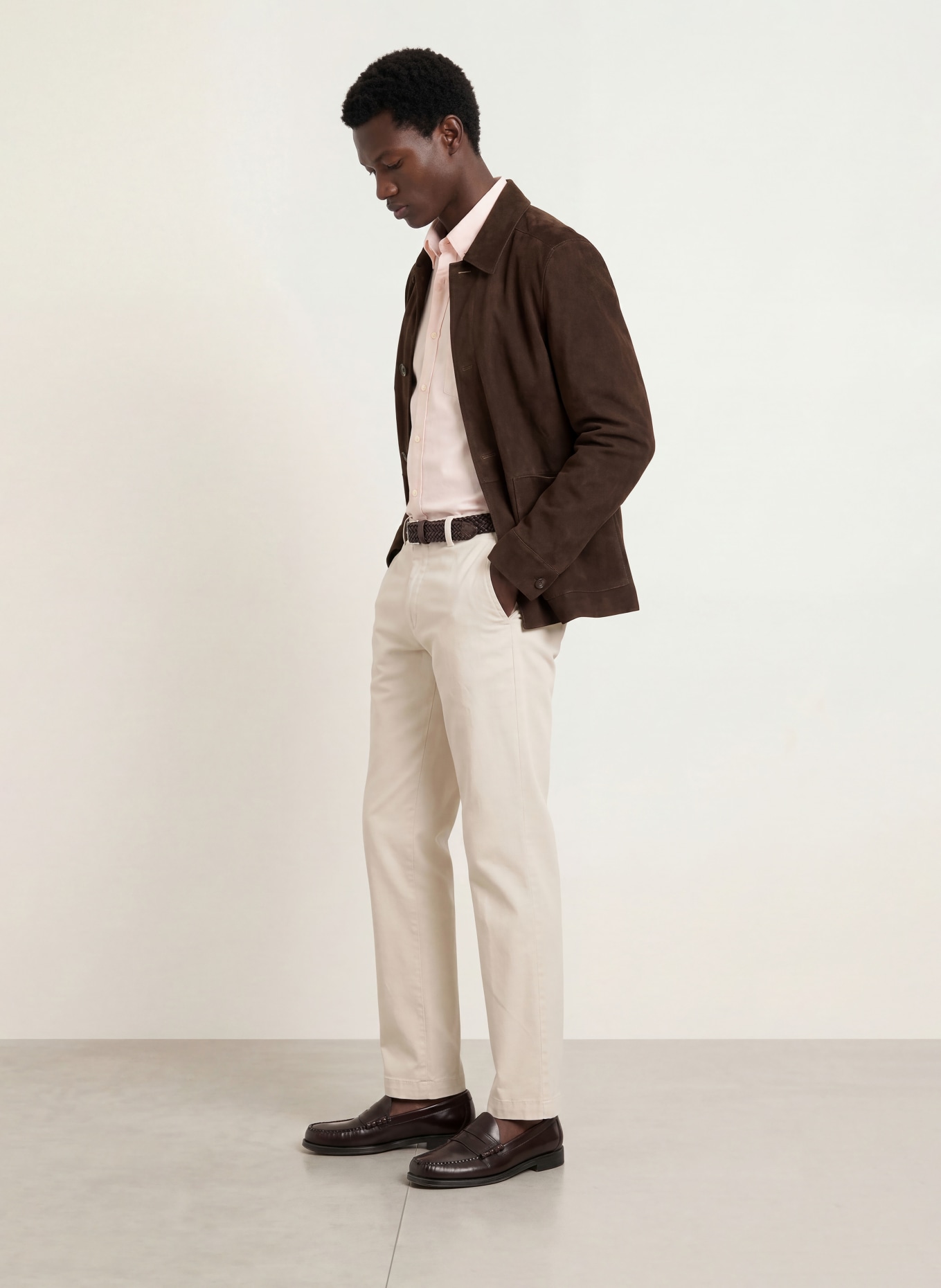 BOSS Leder-Overjacket MANDRIAN: DUNKELBRAUN