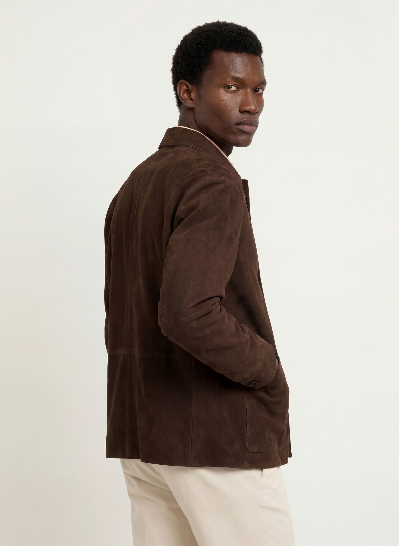 BOSS Leder-Overjacket MANDRIAN: DUNKELBRAUN