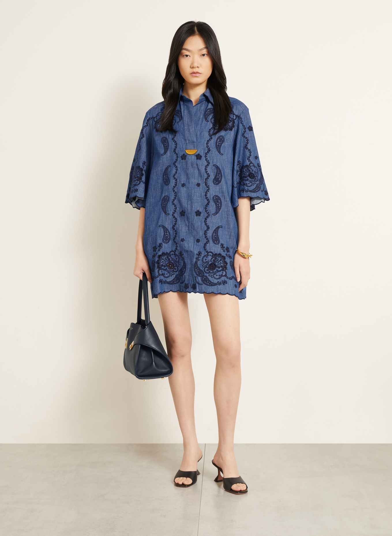 ZIMMERMANN ASTER denim dress: BLUE / DARK BLUE