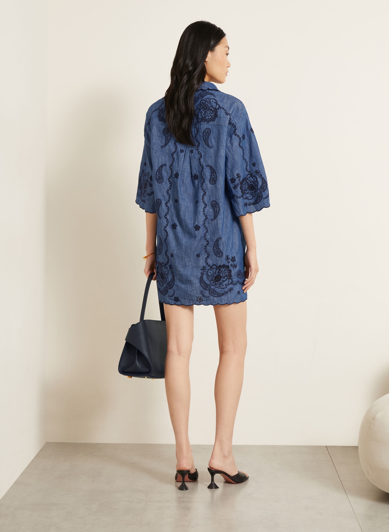 ZIMMERMANN ASTER denim dress: BLUE / DARK BLUE