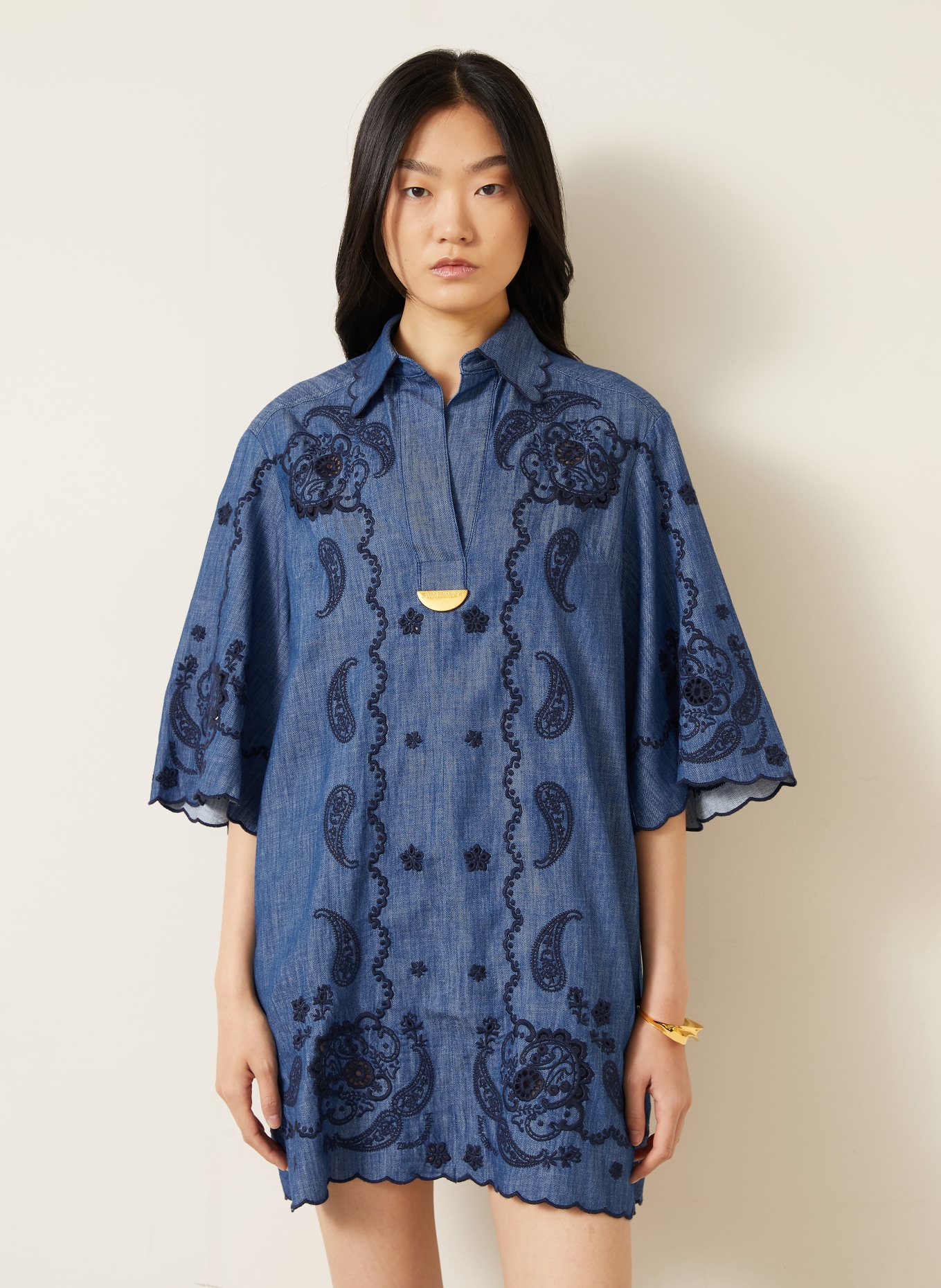 ZIMMERMANN ASTER denim dress: BLUE / DARK BLUE