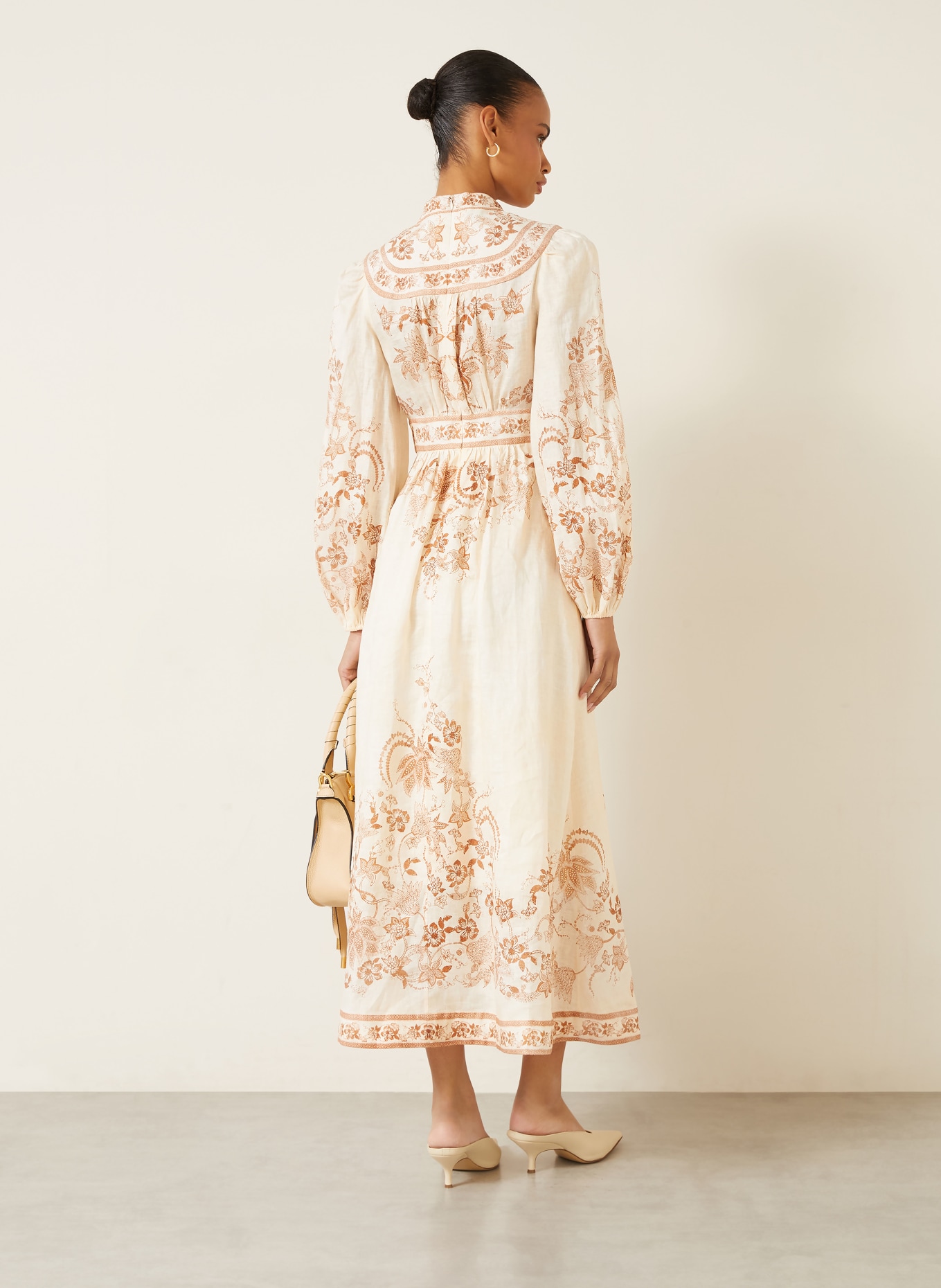 ZIMMERMANN Leinenkleid INDRA: CREME / HELLBRAUN