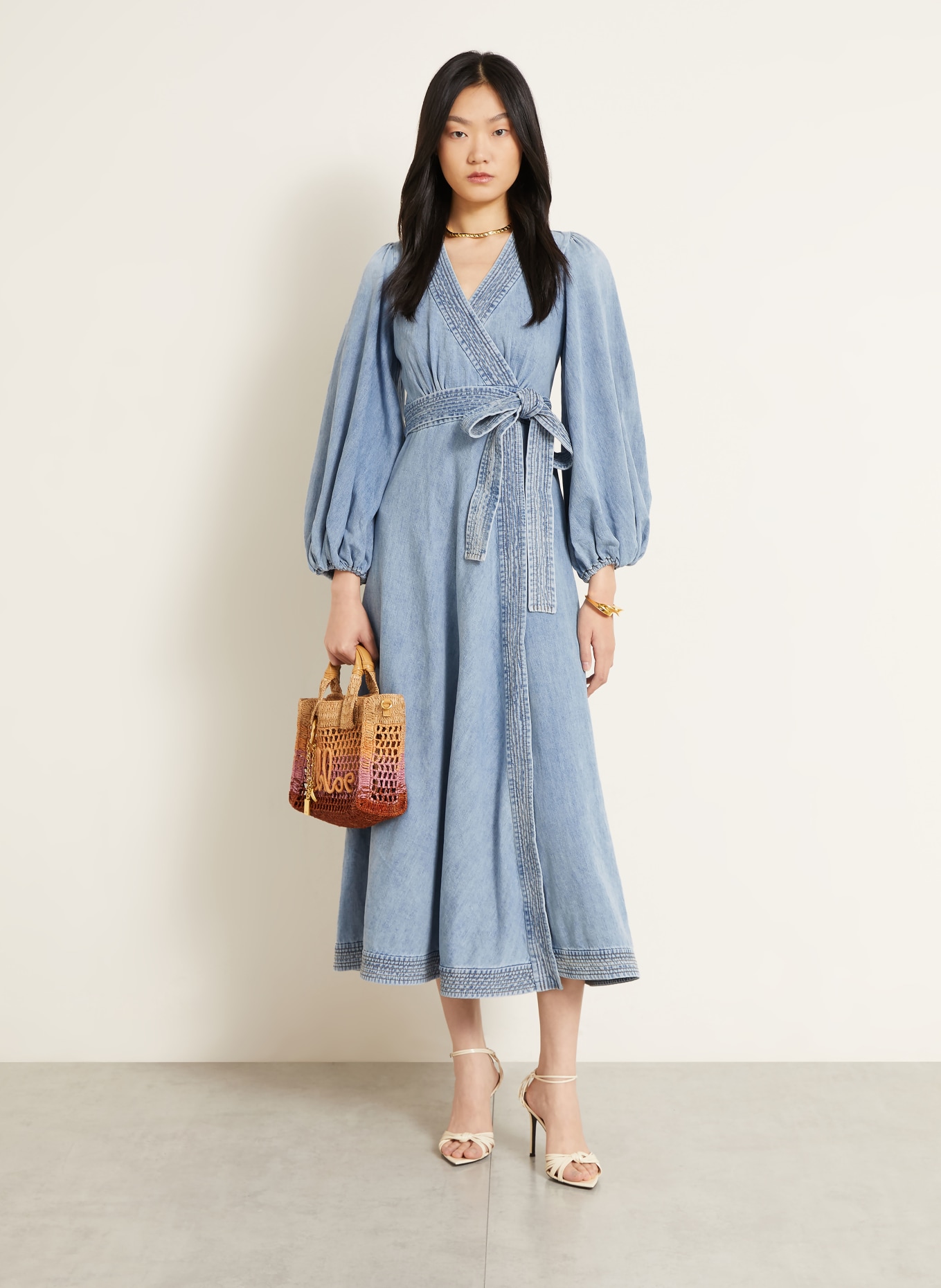 ZIMMERMANN INDRA denim dress: LIGHT BLUE