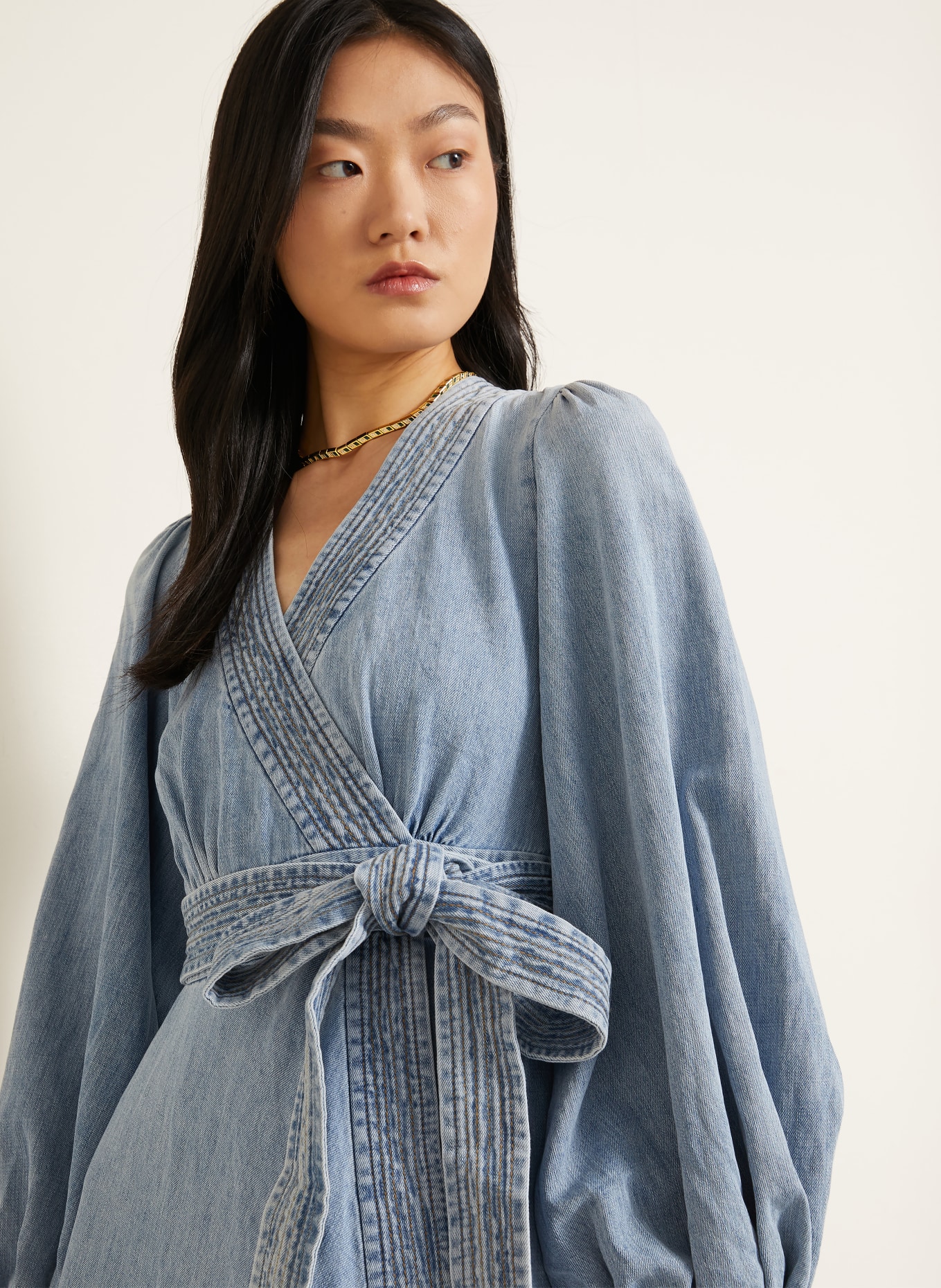 ZIMMERMANN INDRA denim dress: LIGHT BLUE