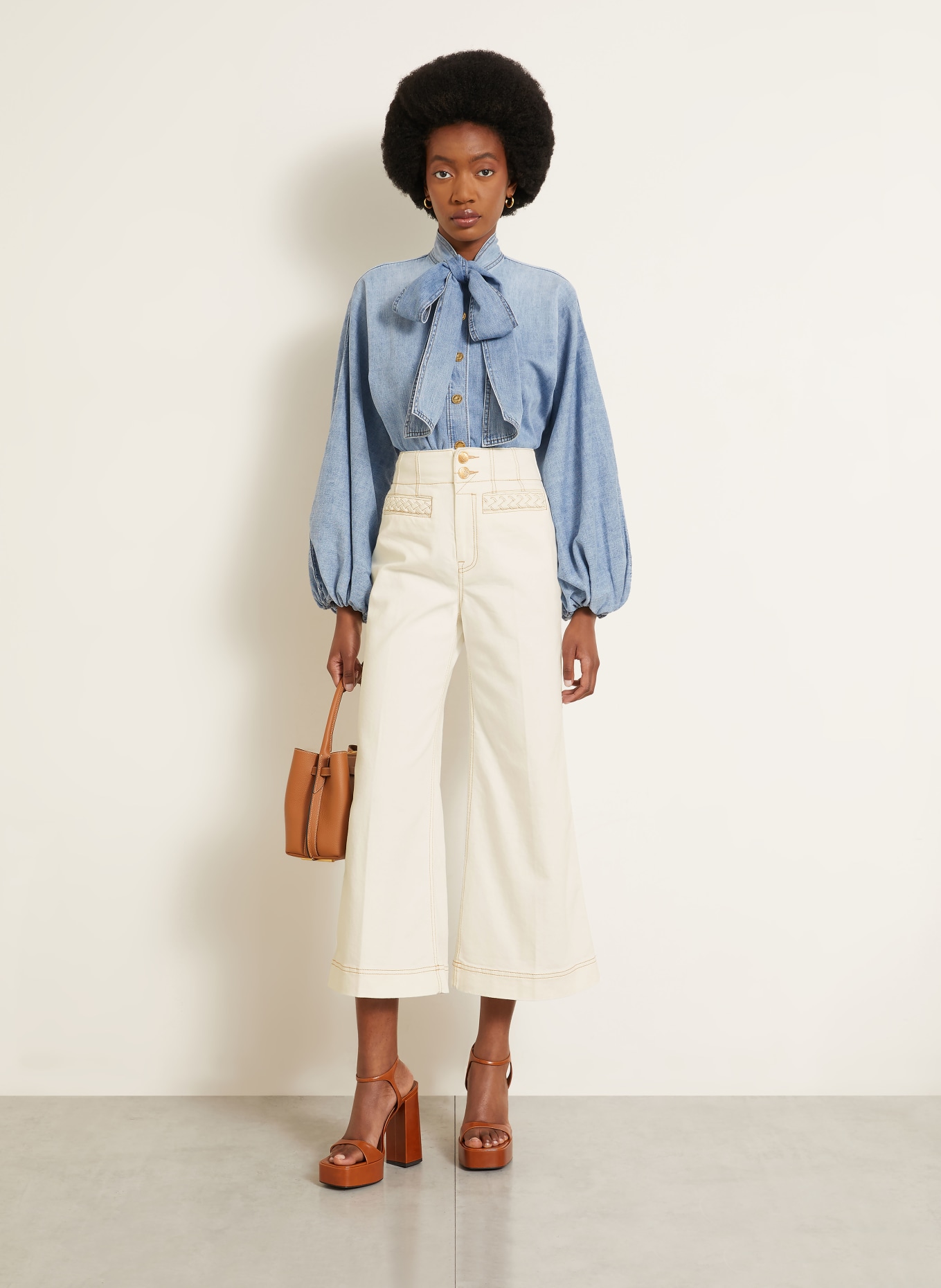 ZIMMERMANN INDRA Denim blouse: LIGHT BLUE