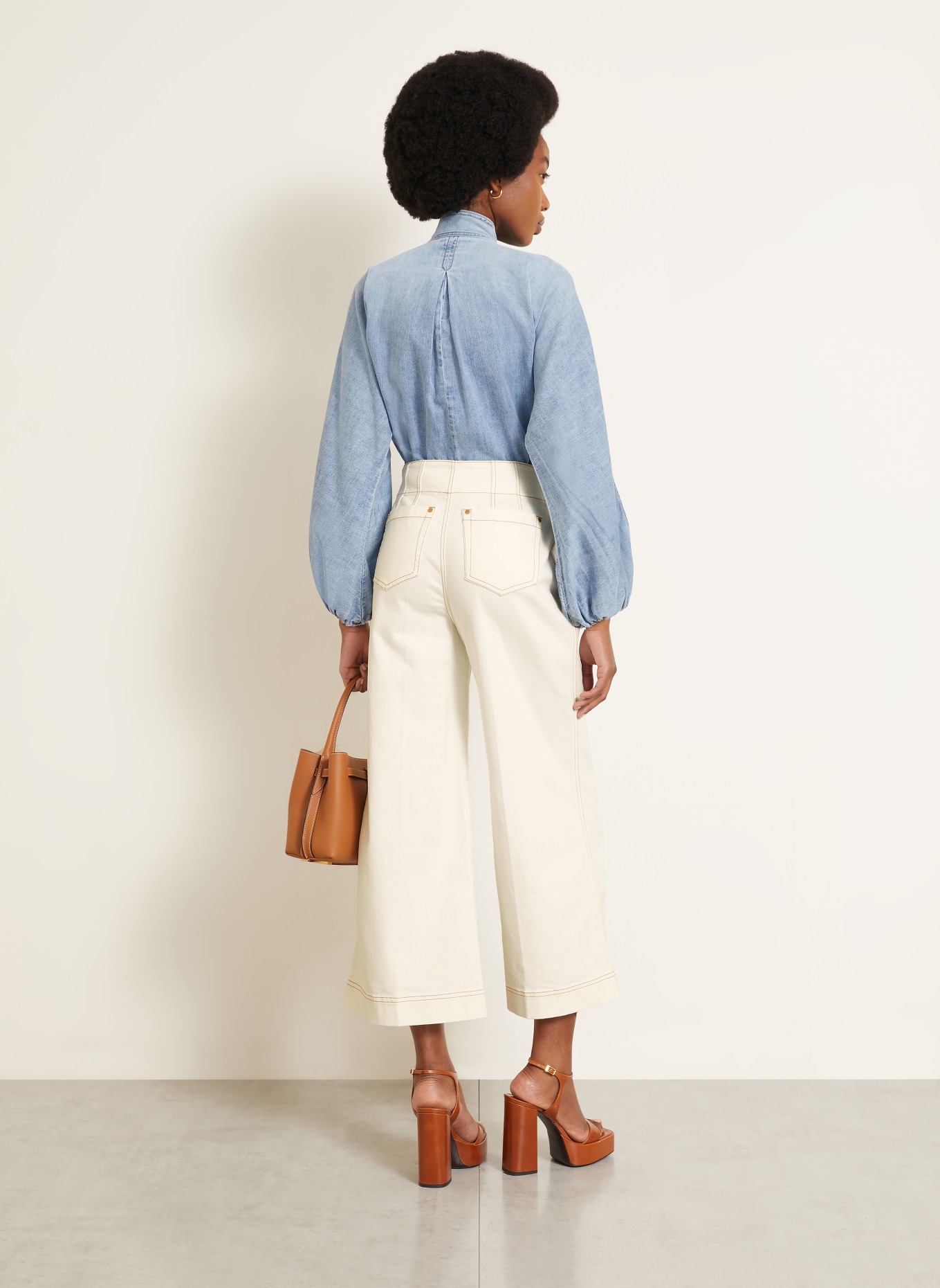 ZIMMERMANN INDRA Denim blouse: LIGHT BLUE