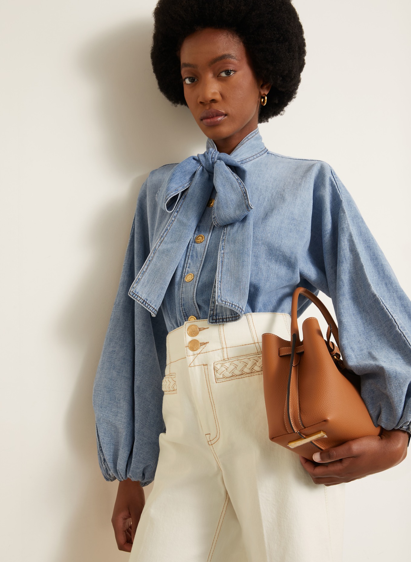 ZIMMERMANN INDRA Denim blouse: LIGHT BLUE