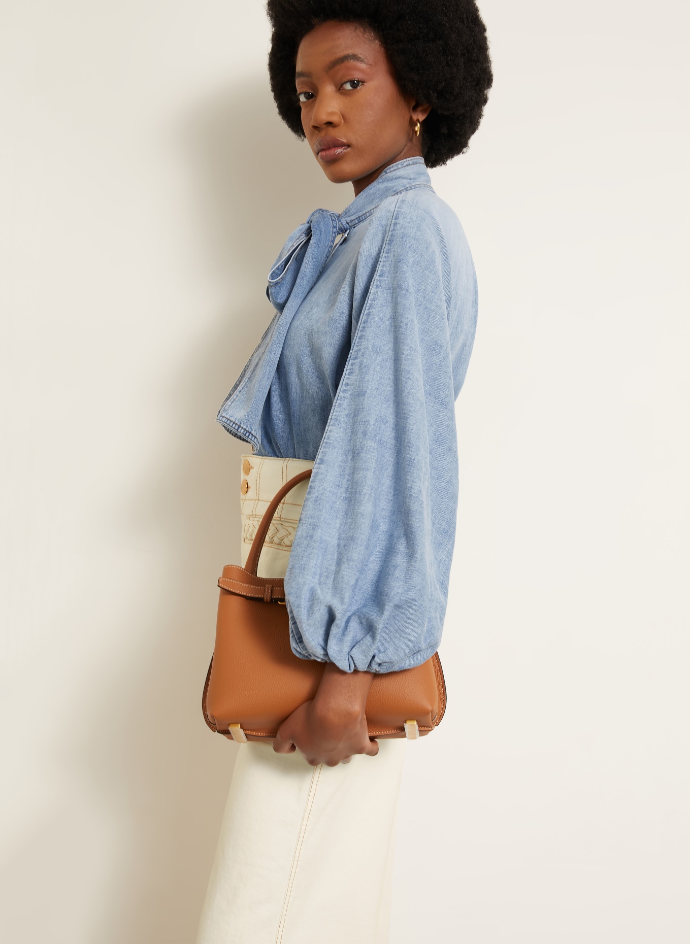 ZIMMERMANN INDRA Denim blouse: LIGHT BLUE