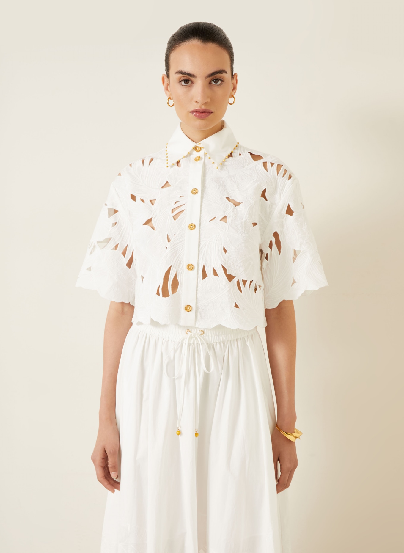 ZIMMERMANN Hemdbluse aus Lochspitze: WEISS