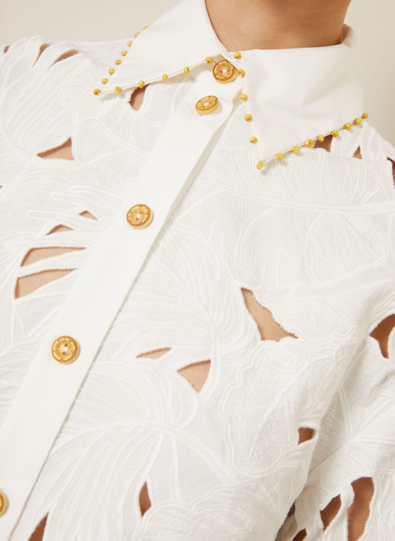 ZIMMERMANN Hemdbluse aus Lochspitze: WEISS