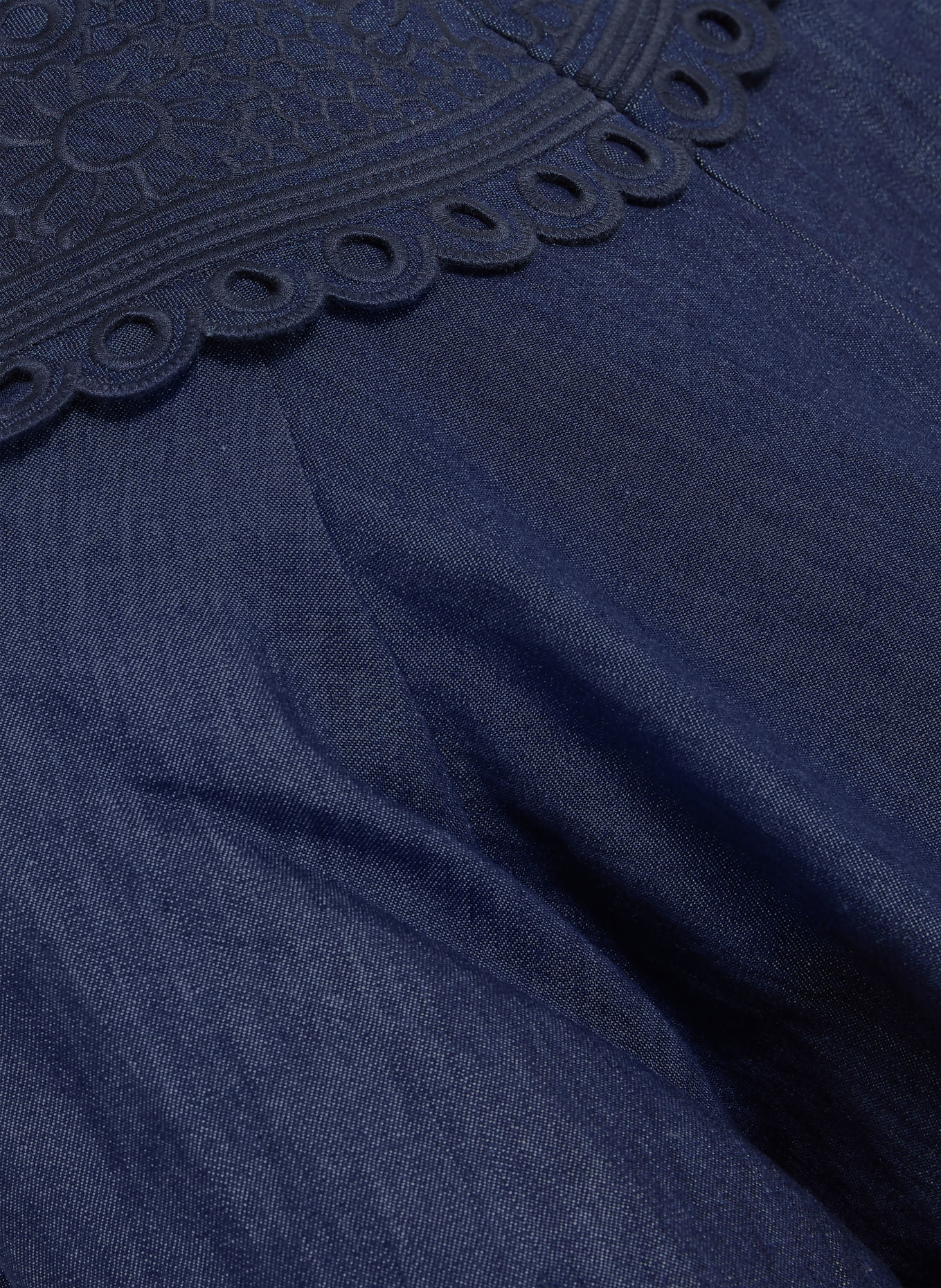 ZIMMERMANN Jeansbluse MAHON mit Lochspitze und 3/4-Arm: DUNKELBLAU